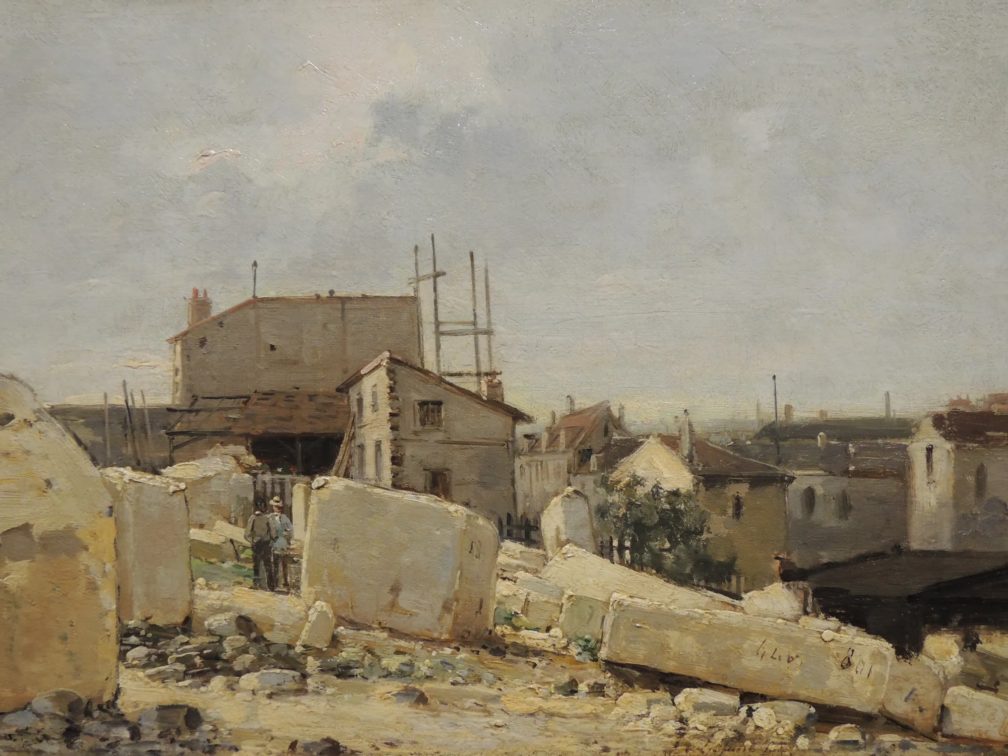 A Quarry at Caen A Quarry at Caen by Stanislas Lépine. An impressionistic scene showing large limestone blocks in a quarry or construction site against a backdrop of houses and a pale, hazy sky.