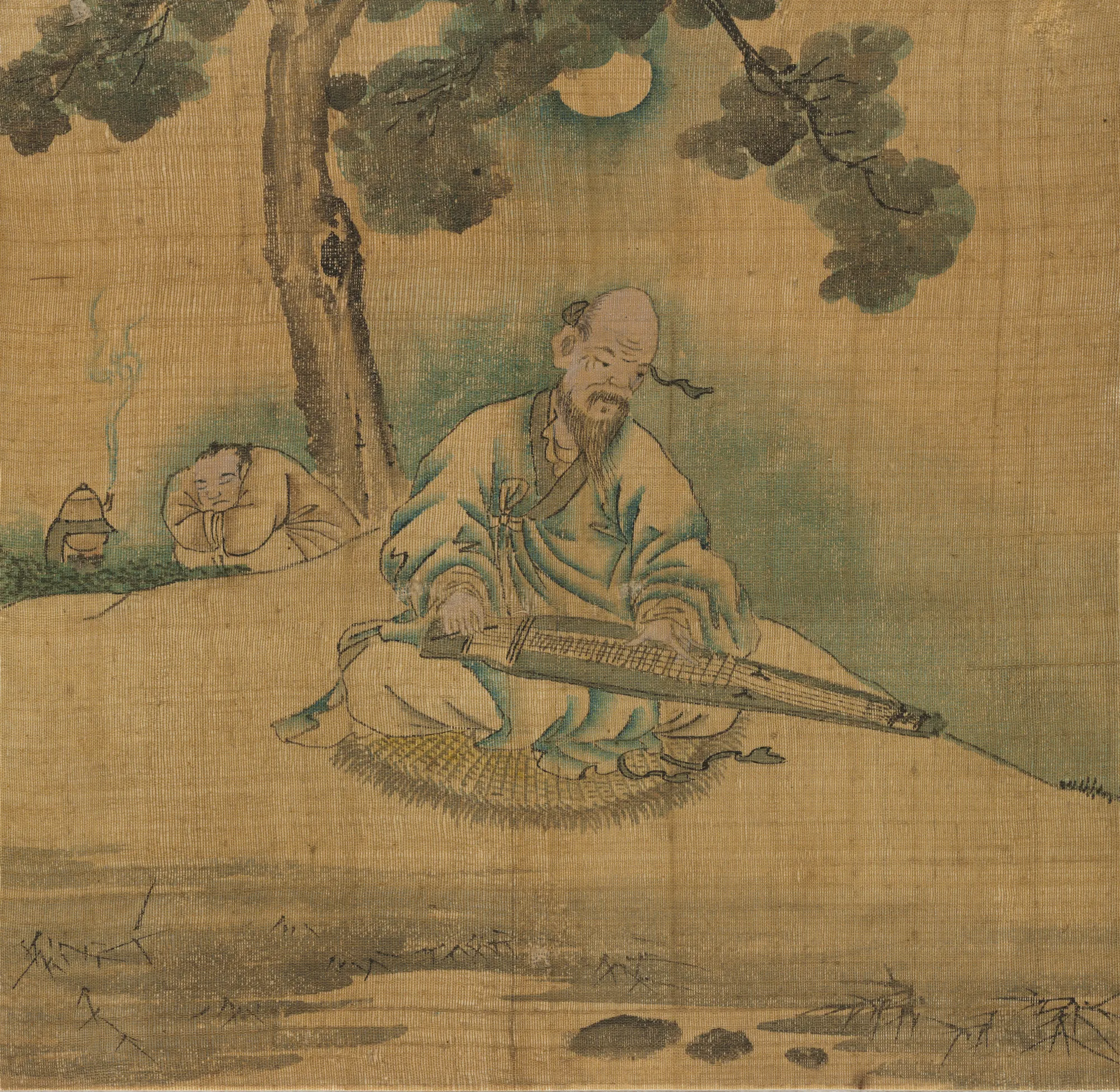 Scholar Playing a Qin