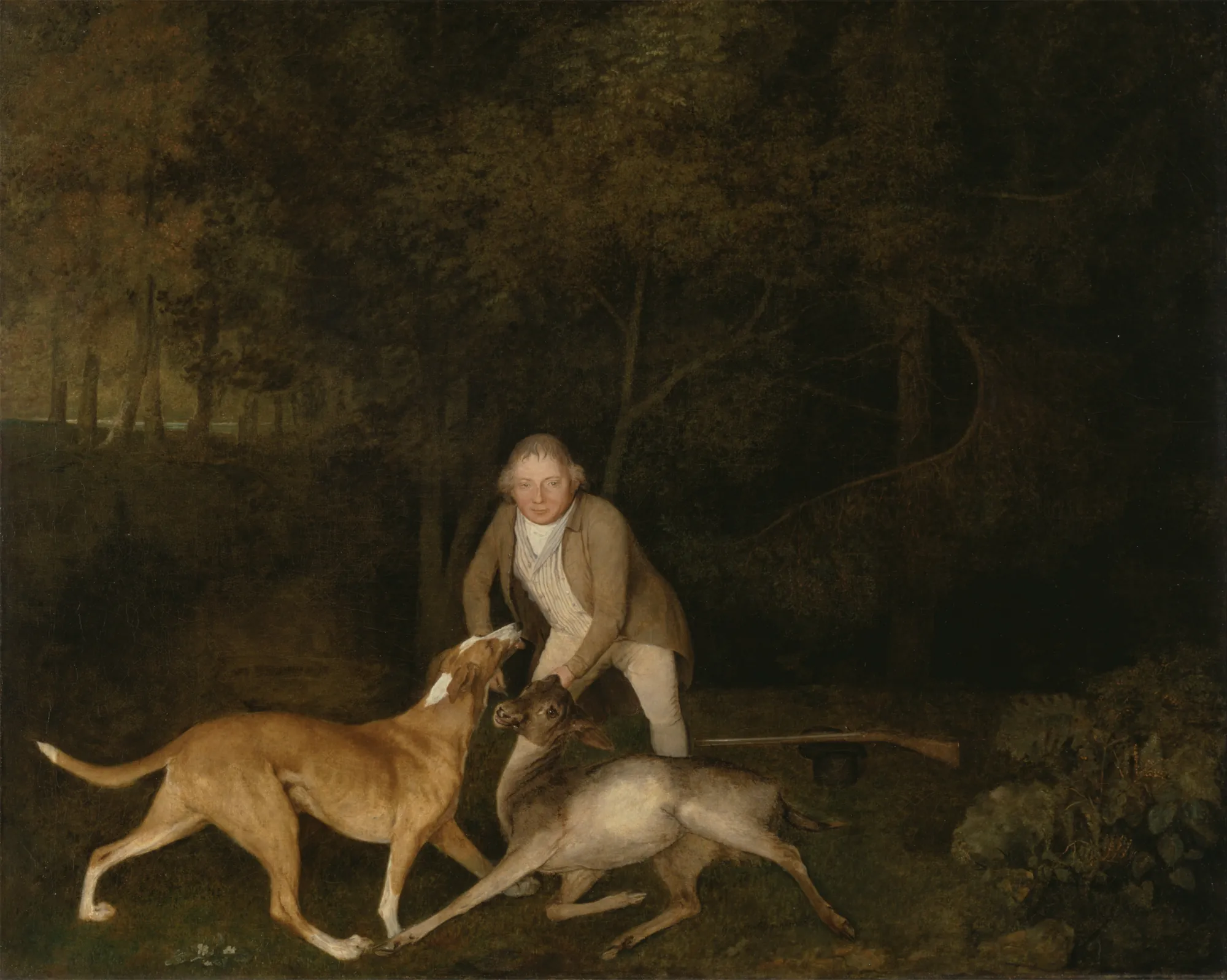 Freeman, the Earl of Clarendon's Gamekeeper, with a Doe and Hound