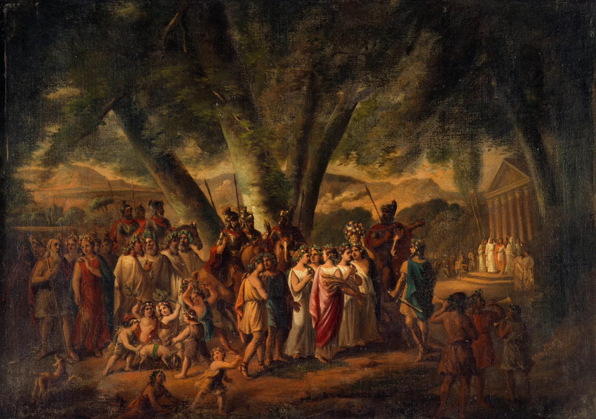 Antique Procession Heading Toward a Temple