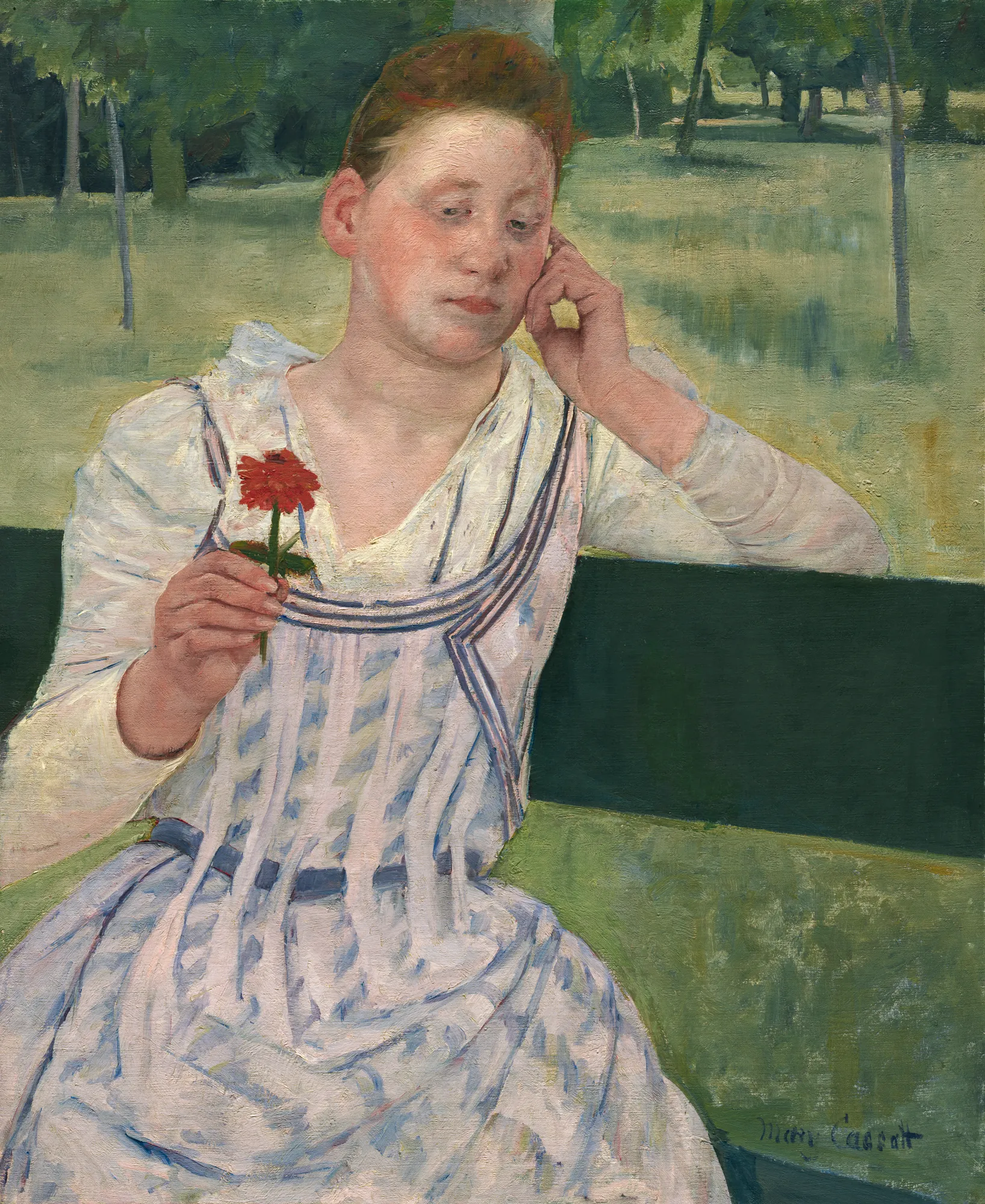 Woman with a Red Zinnia