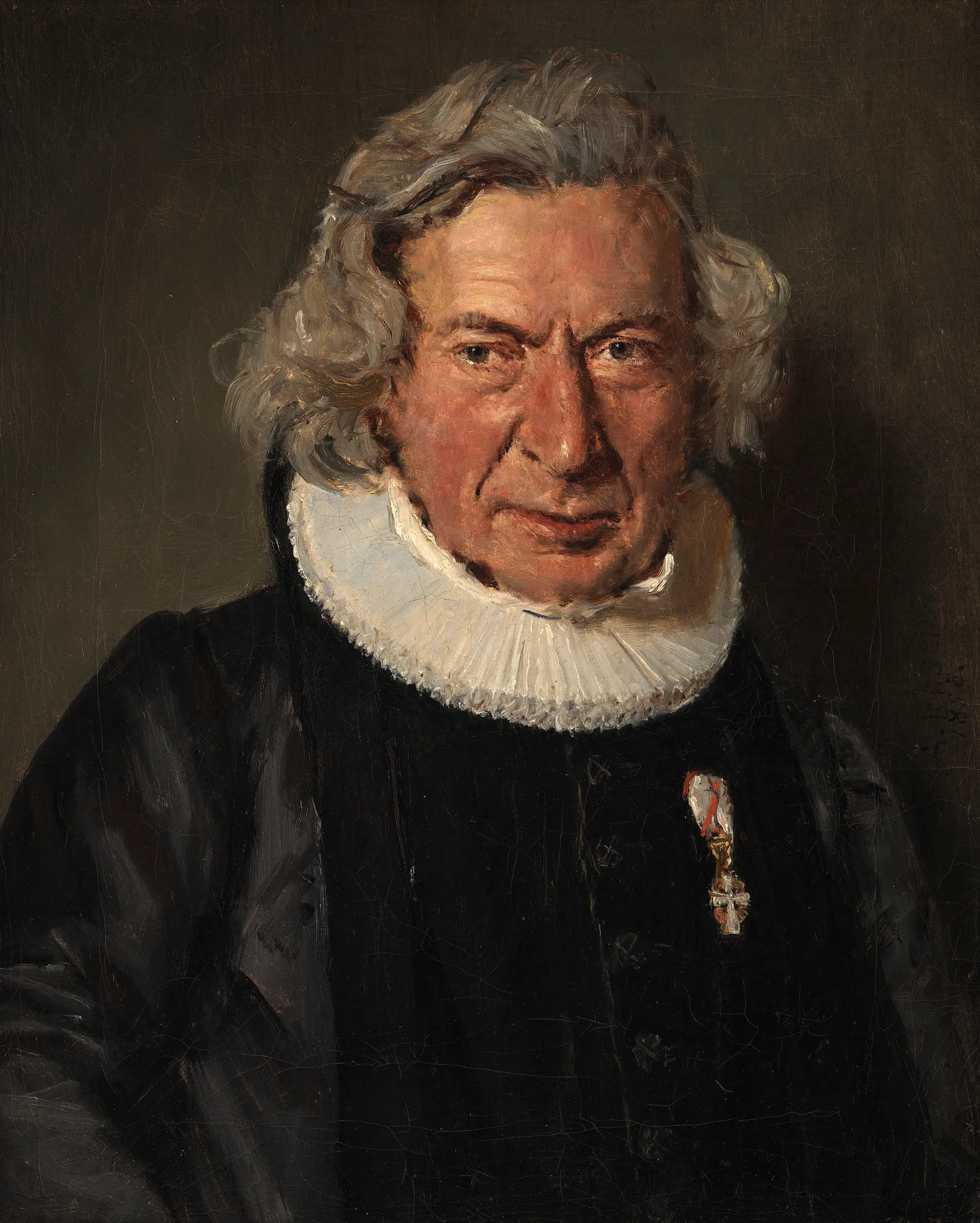 The Theologian Andreas Gottlob Rudelbach The Theologian Andreas Gottlob Rudelbach by Christian Albrecht Jensen. A bust-length oil portrait of an elderly man with grey hair, wearing a white ruff collar and a dark coat with a medal.