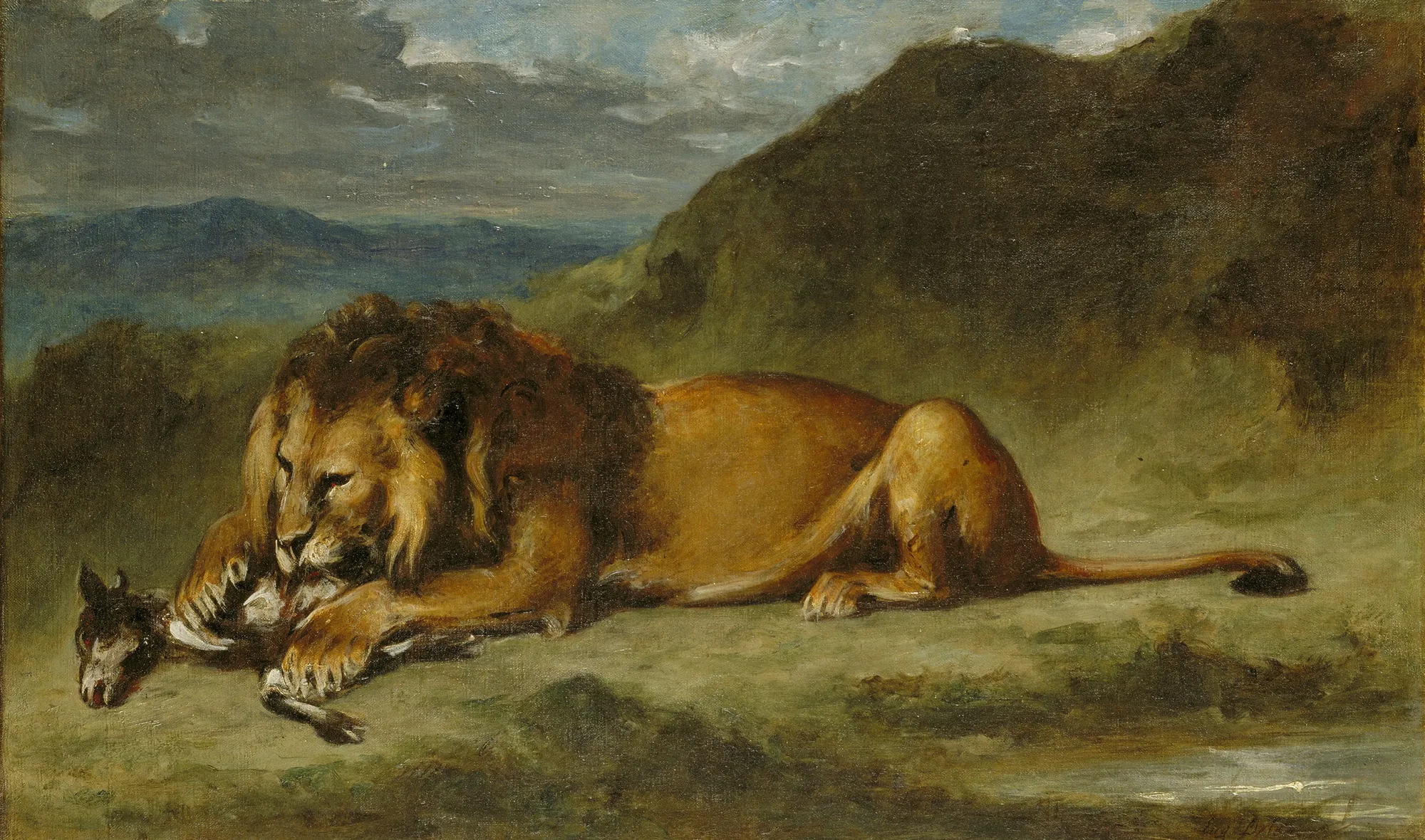 Lion Devouring a Goat