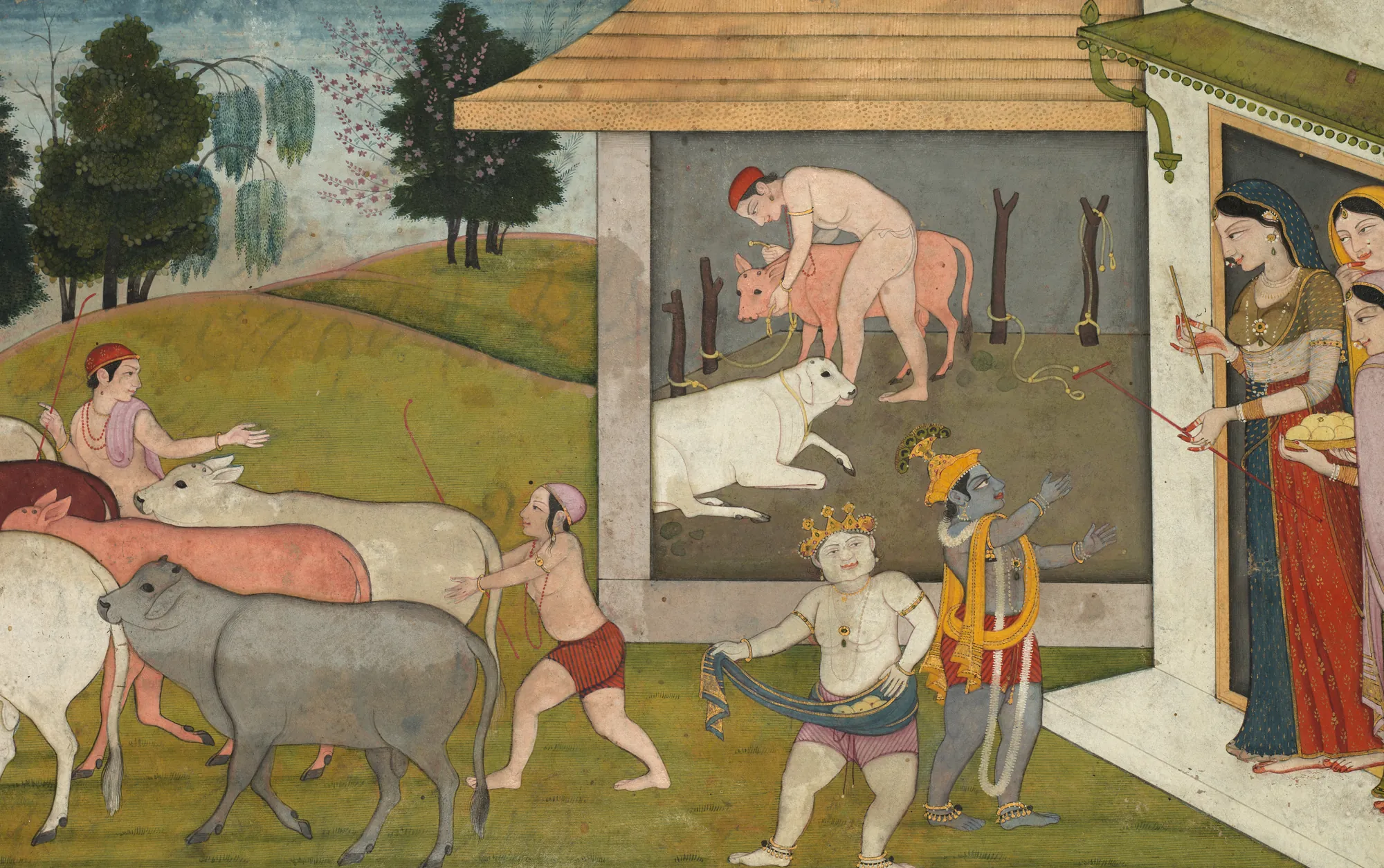 Krishna and Balarama Taking the Cattle Out to Graze