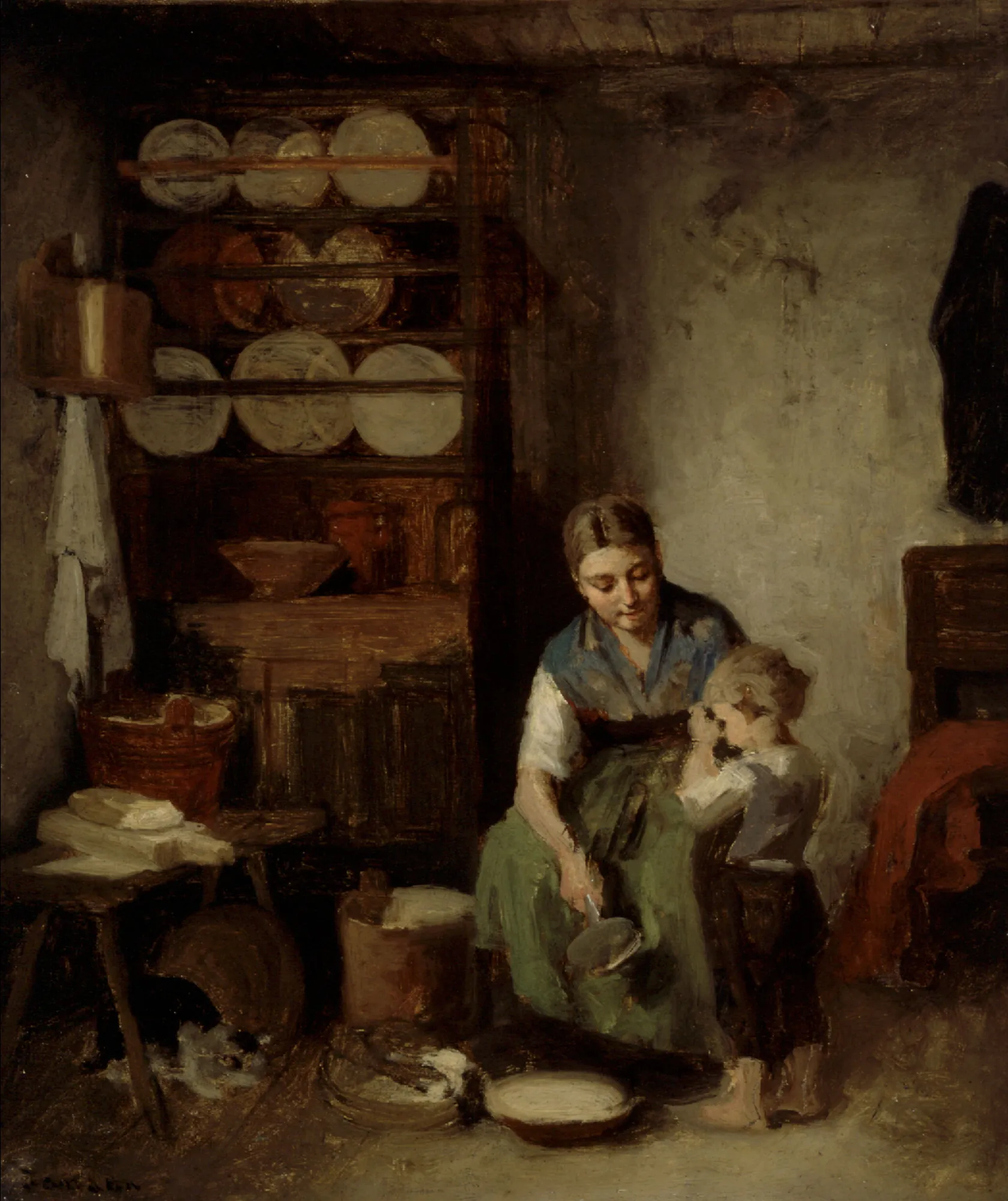 A Boy Being Given Milk