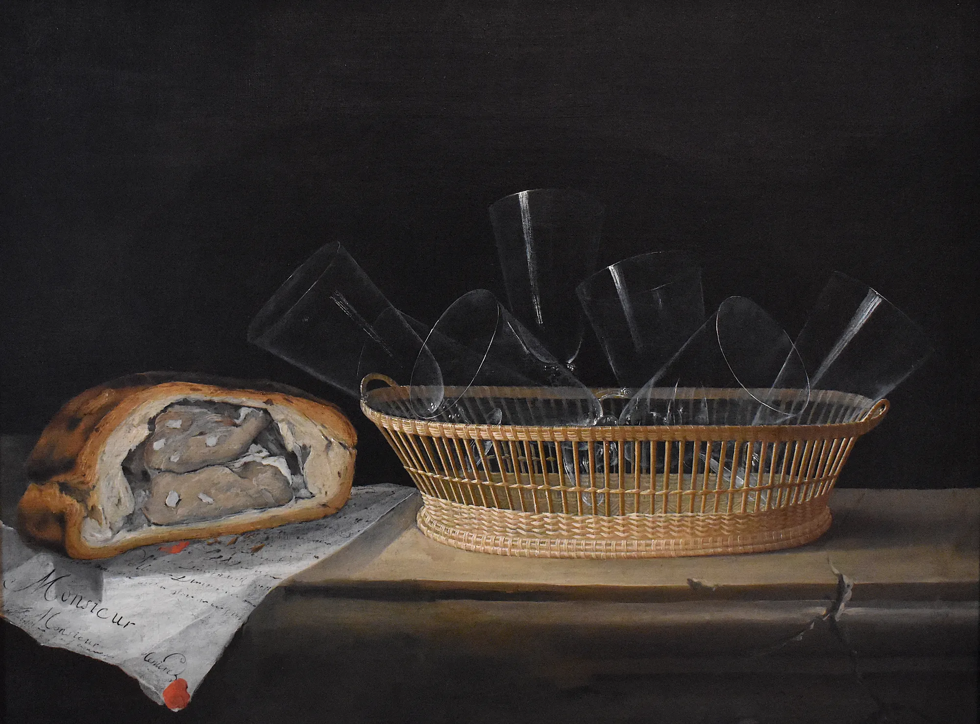 Basket with Glasses and a Pasty
