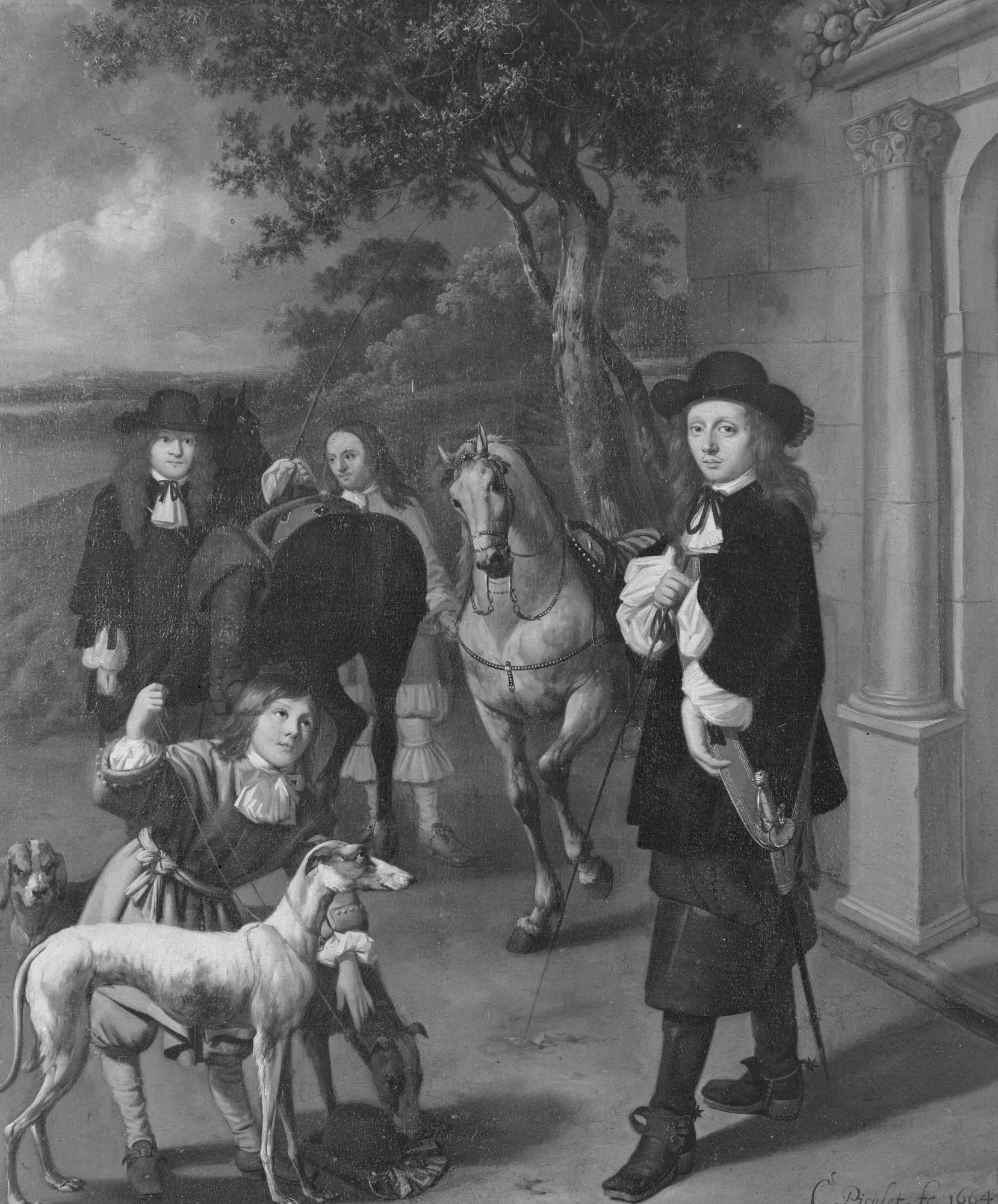 Two Young Men Preparing to go Horseback Riding