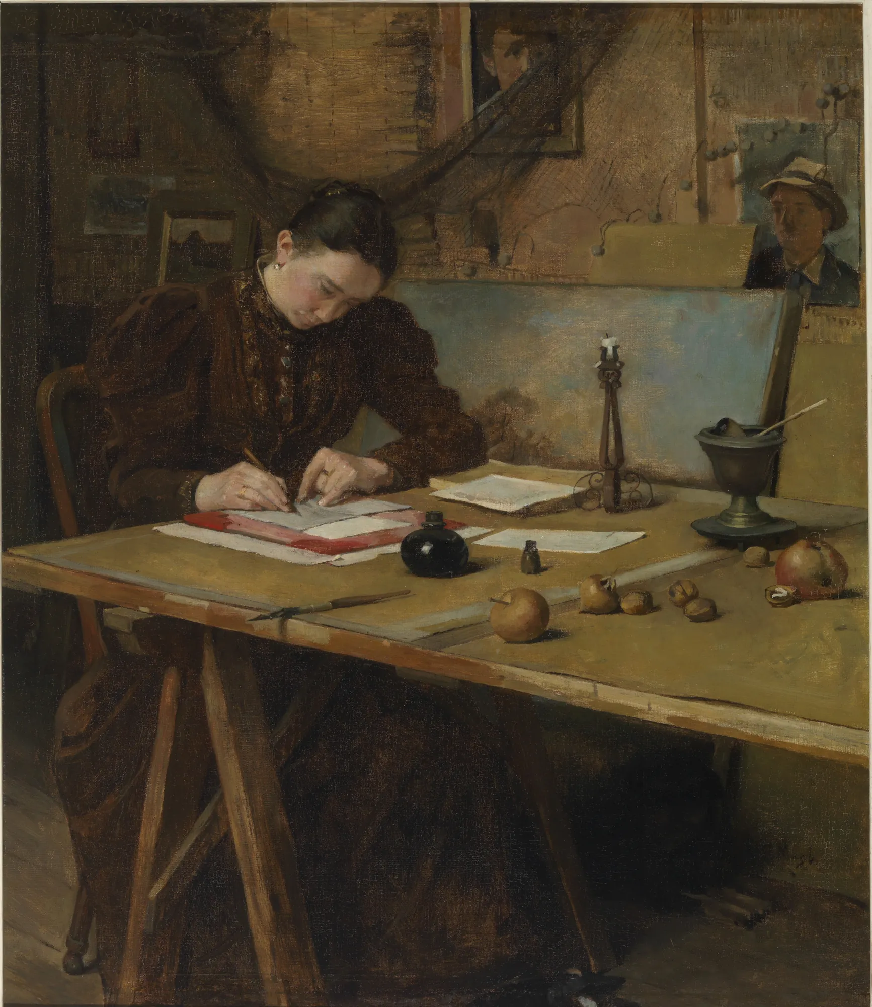 Studio Interior with a Woman Writing