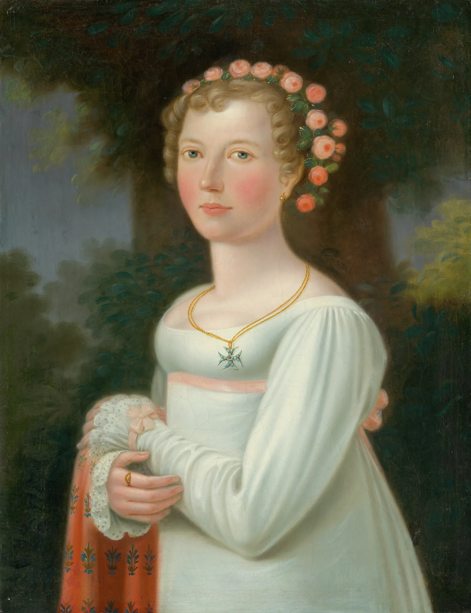 Portrait of a Young Lady in a White Dress