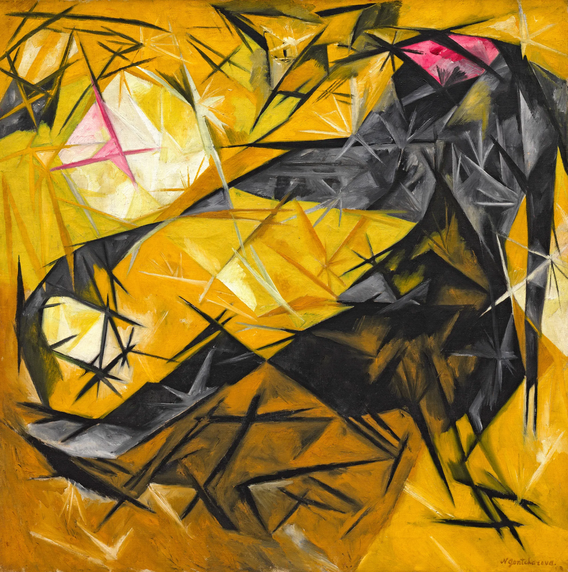 Cats (Rayist Perception in Rose, Black, and Yellow)