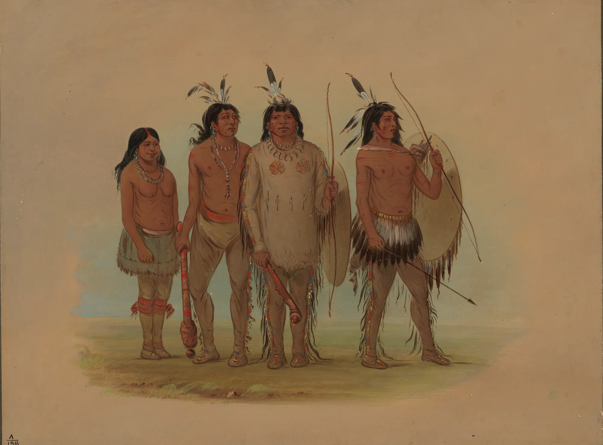 Kiowa Chief, His Wife, and Two Warriors