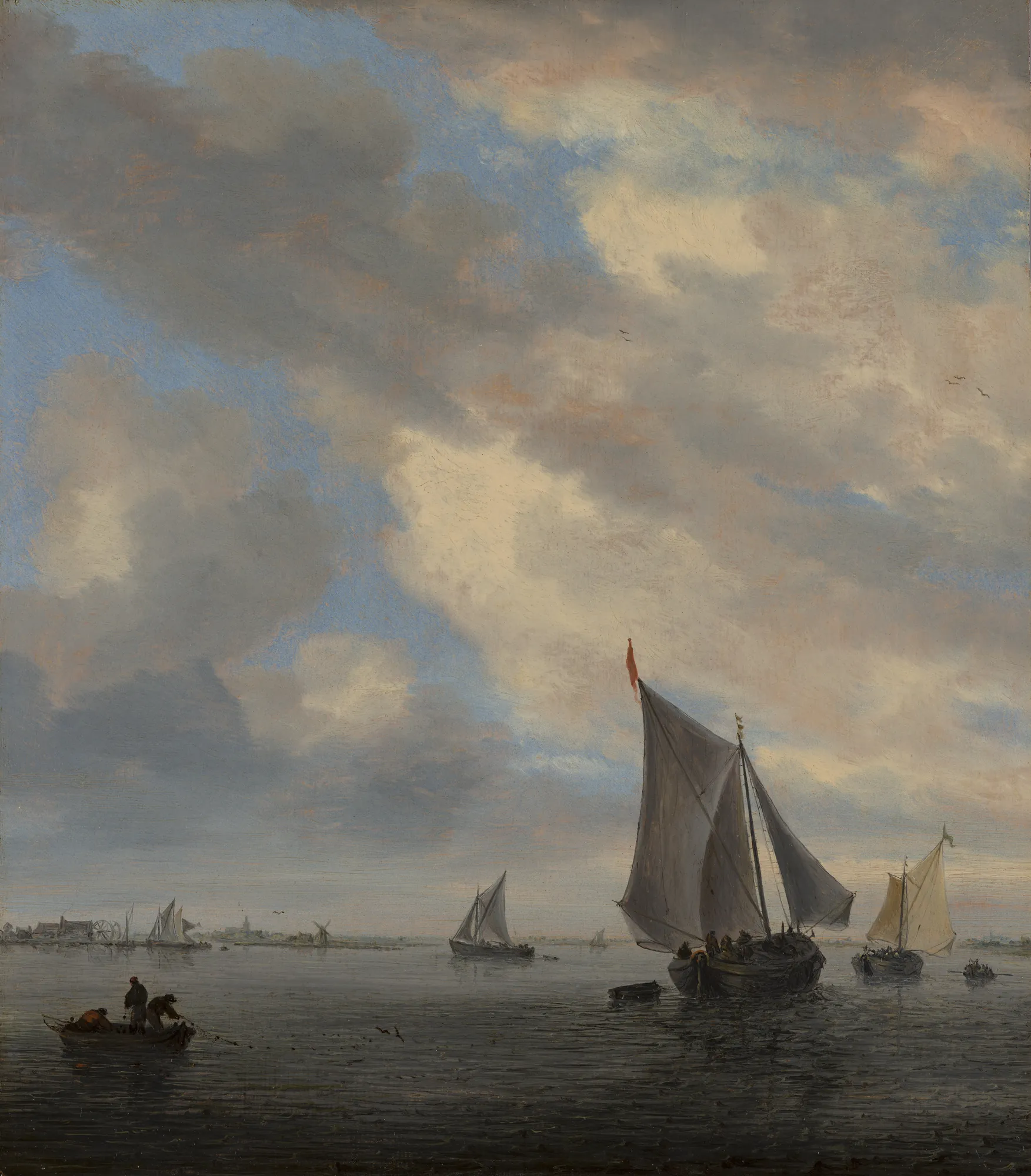 View of a Lake with Sailing Ships