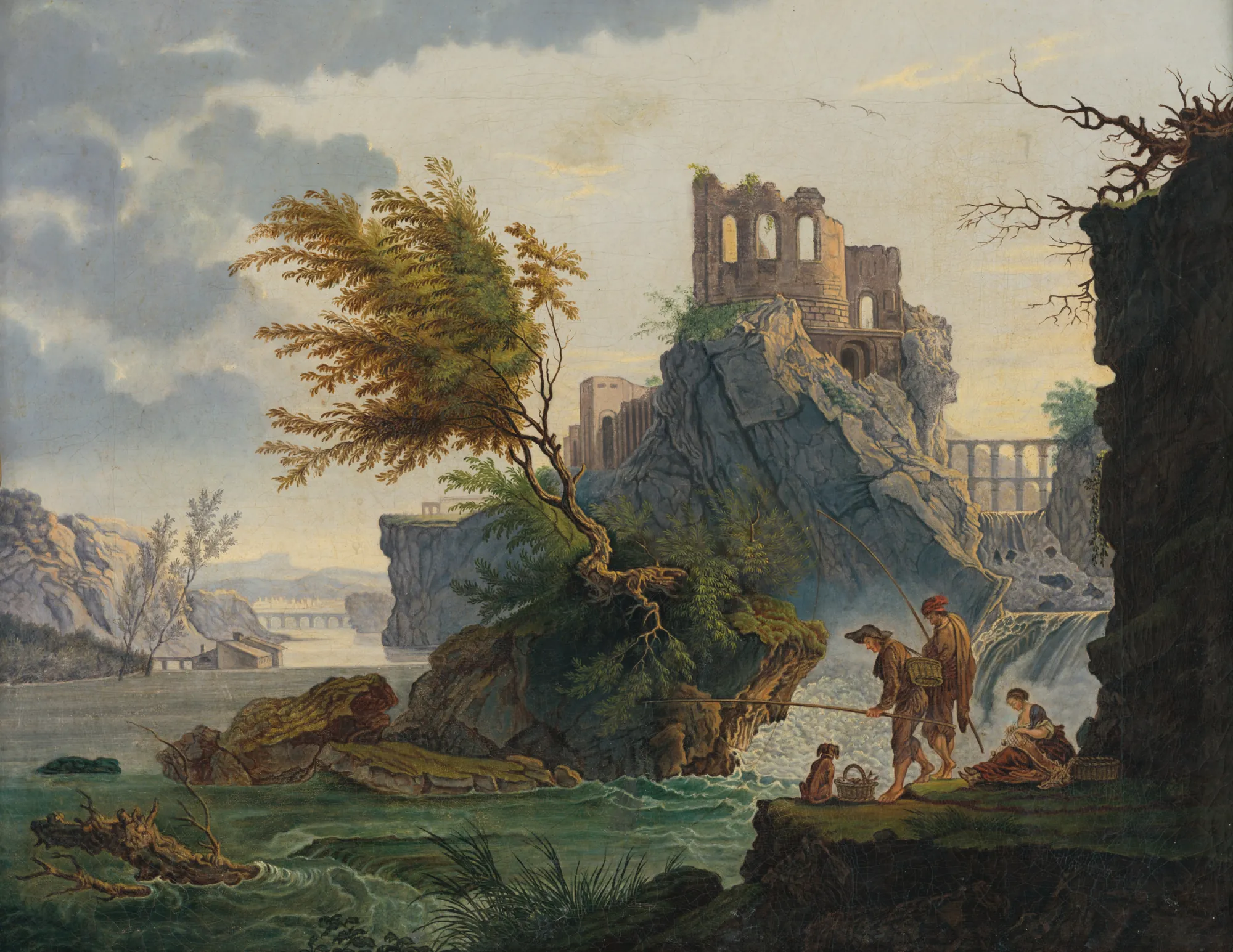 Fishermen beneath Castle Ruins