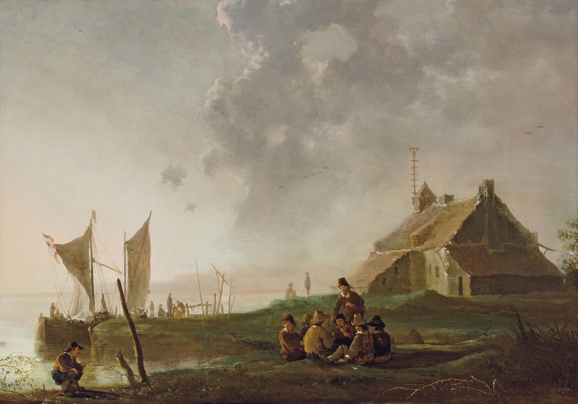 River Landscape with a Guard House and the Town of Dordrecht