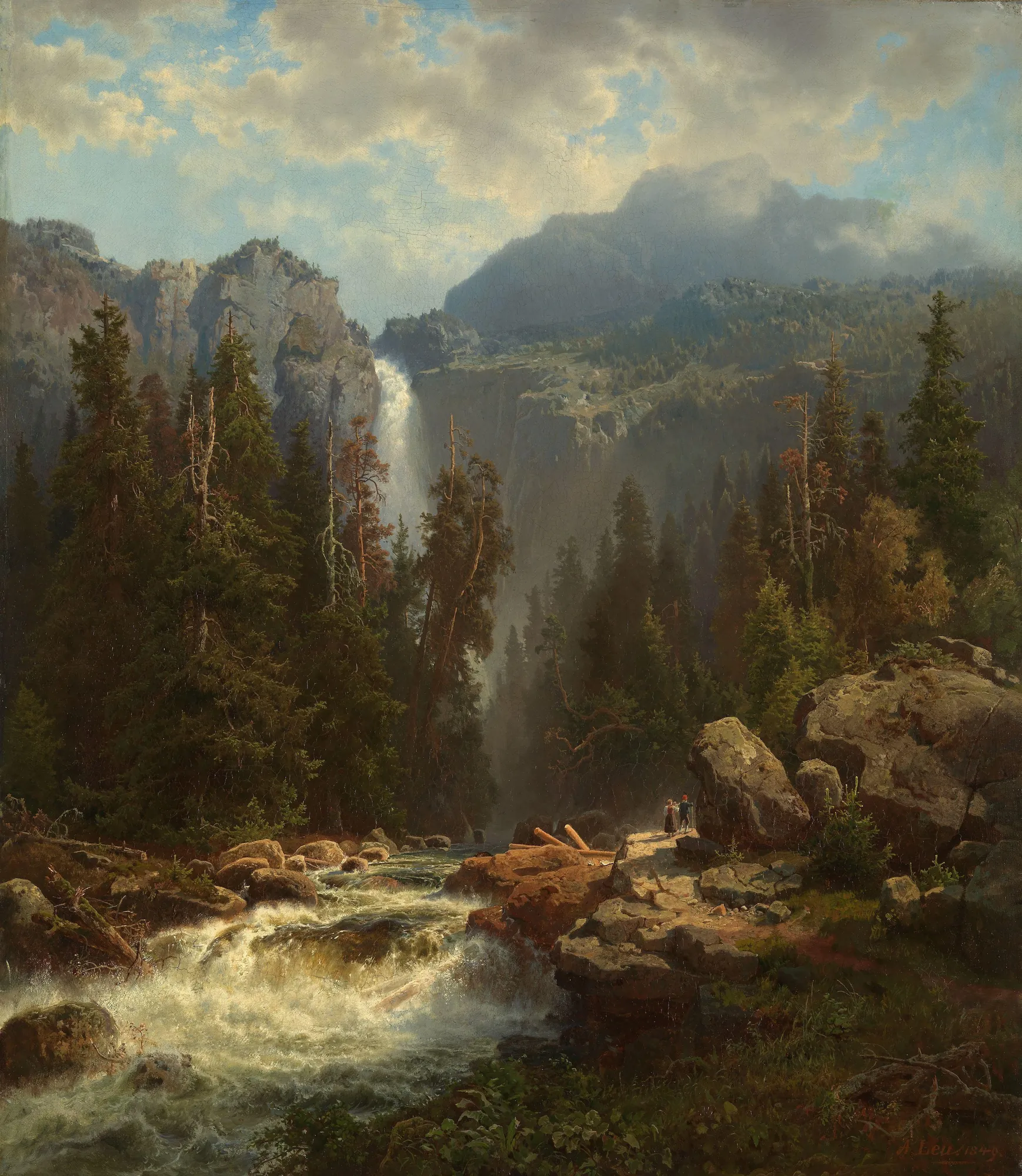 Norwegian Landscape with a Waterfall