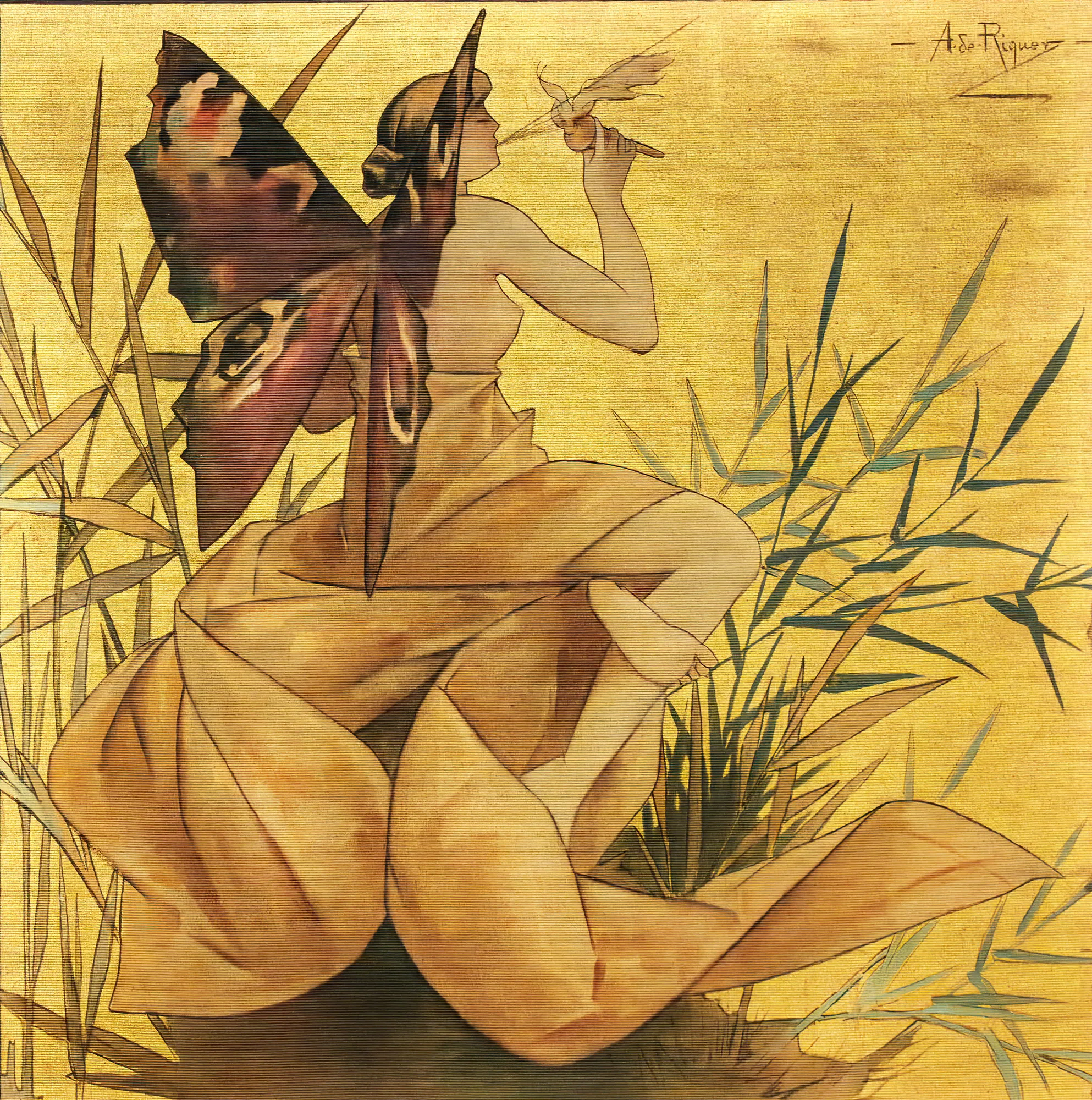 Composition with Winged Nymph Blowing Amongst Reeds