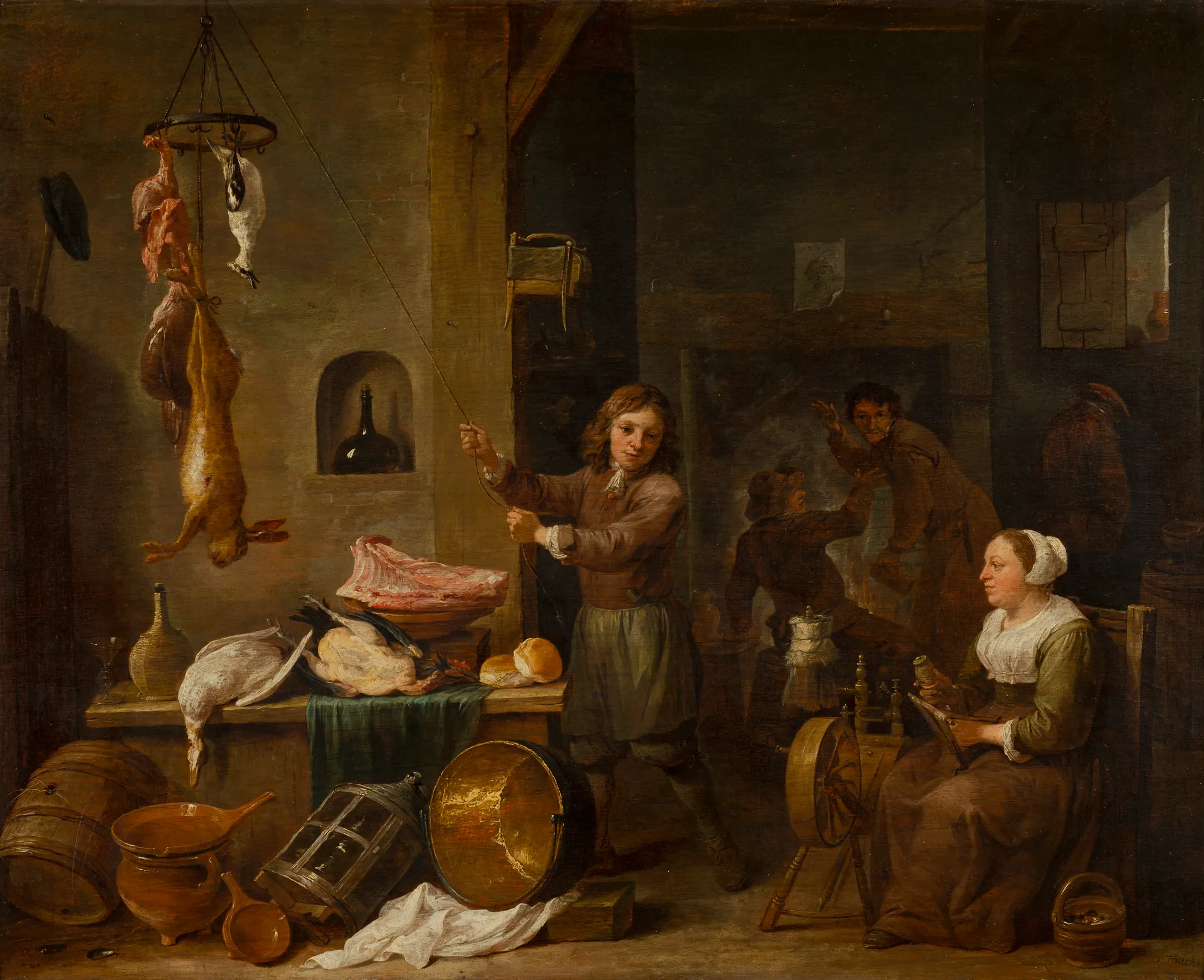 Kitchen Interior with a Boy and a Woman