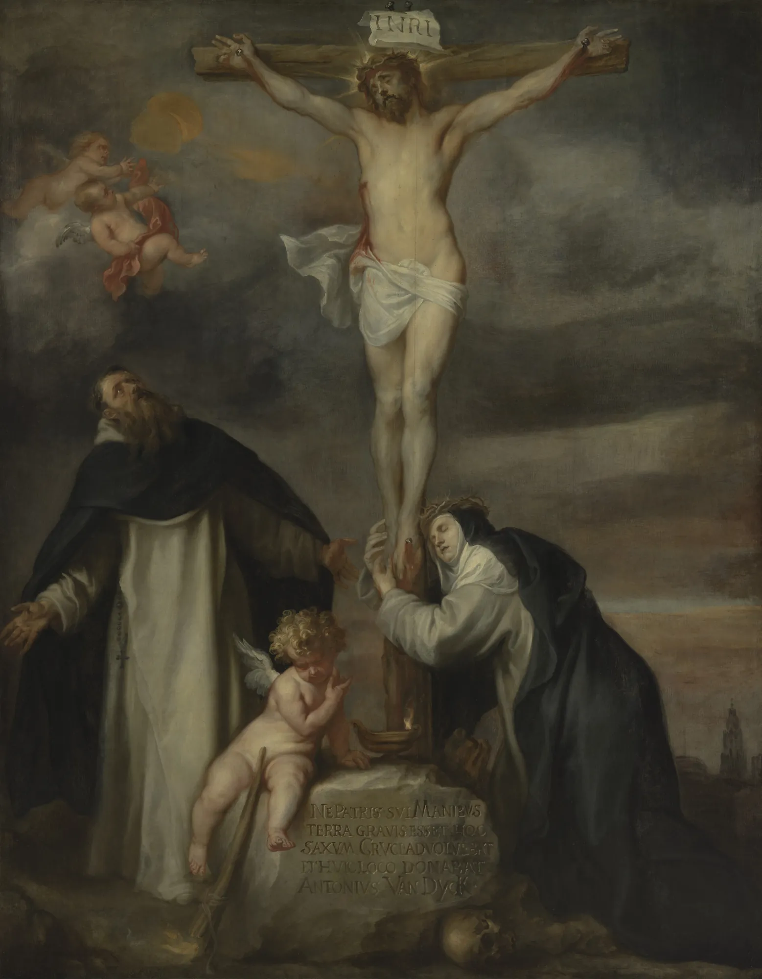 Christ on the Cross with Saint Catherine of Siena, Saint Dominic and an Angel