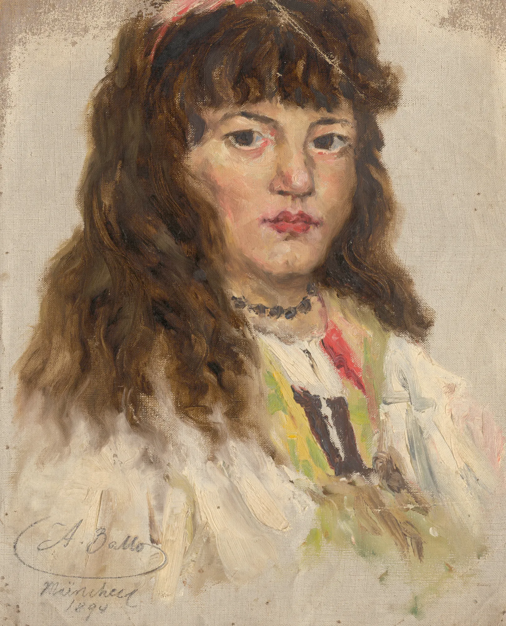 Study of a Female Head with Long Hair