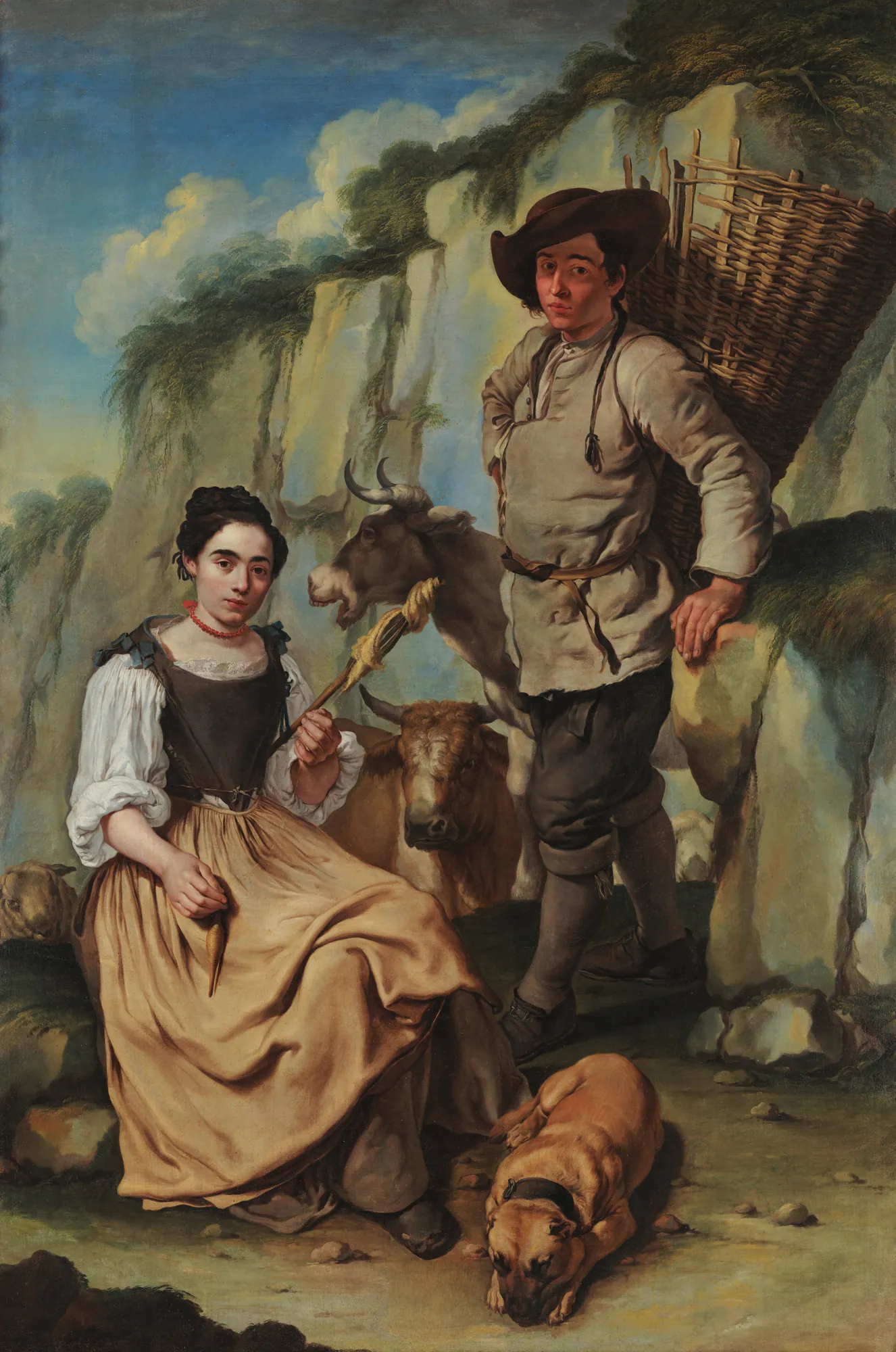 Spinner and Farmer with a Basket