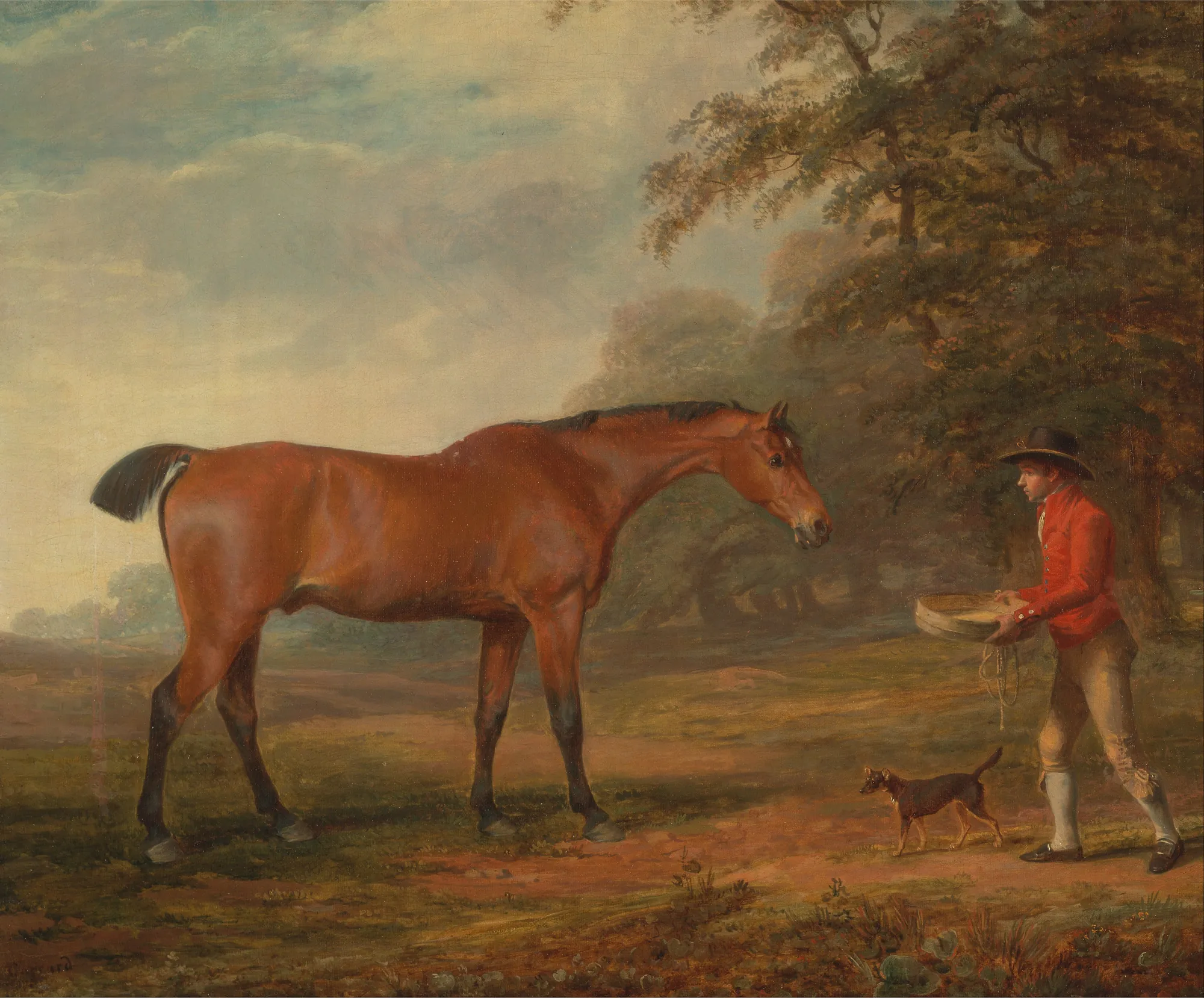 A Bay Horse Approached by a Stable-Lad