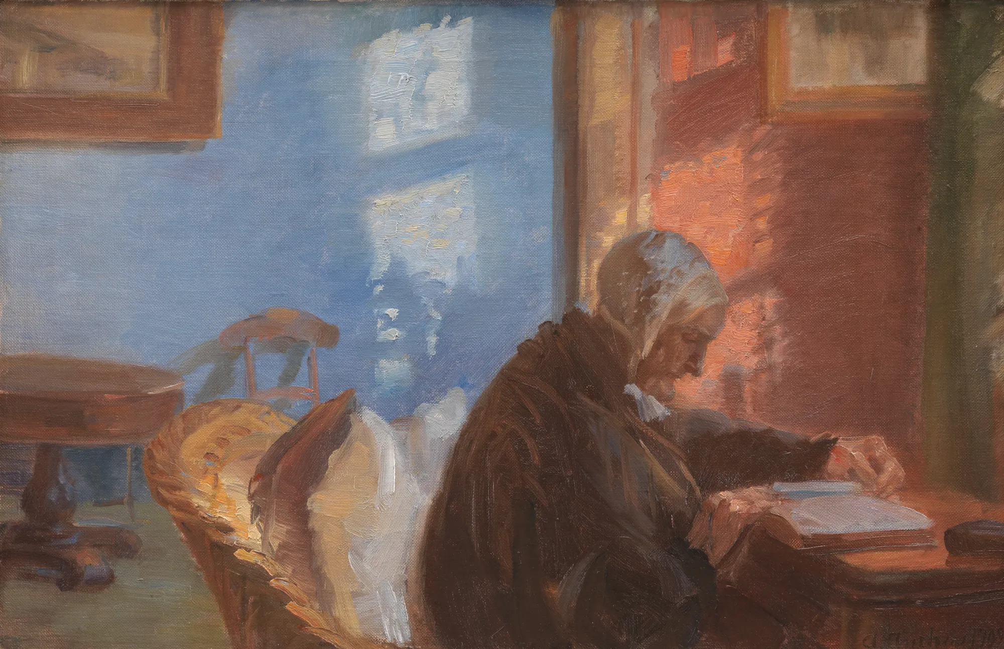 The Artist's Mother Ane Hedvig Brøndum in the Red Room