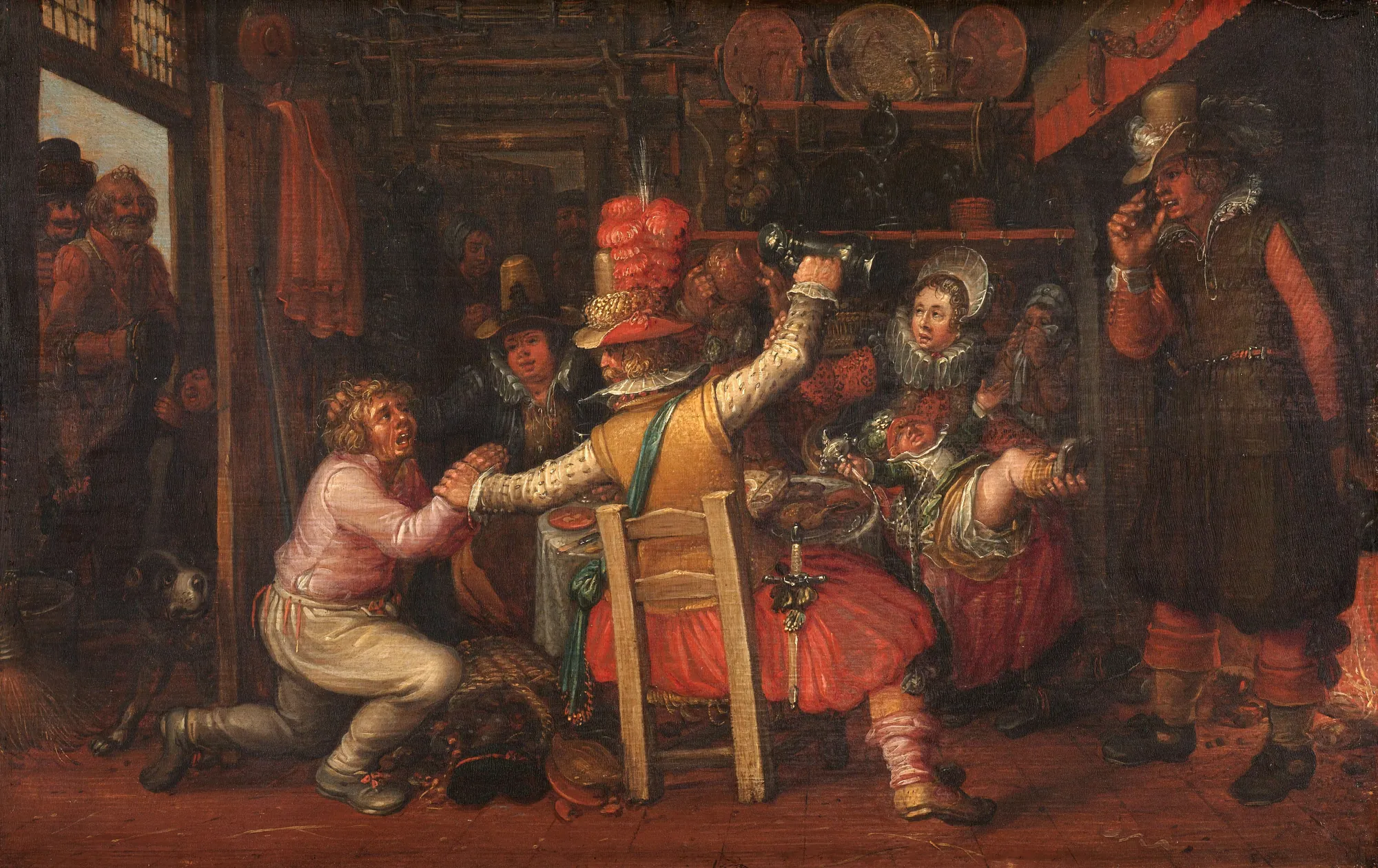 The Peasant's Misfortune The Peasant's Misfortune by David Vinckboons. A complex 17th-century interior scene depicting soldiers in plumed hats intimidating a group of peasants around a table.