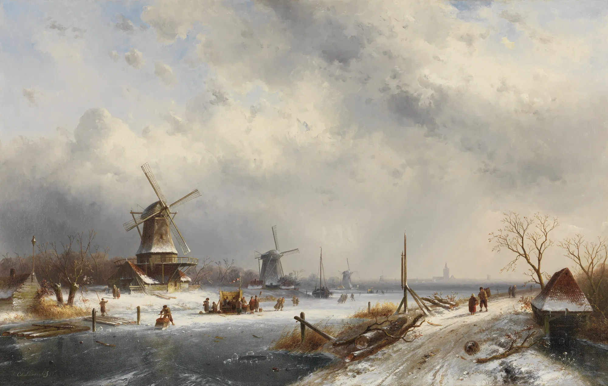 Winter Landscape with Three Windmills