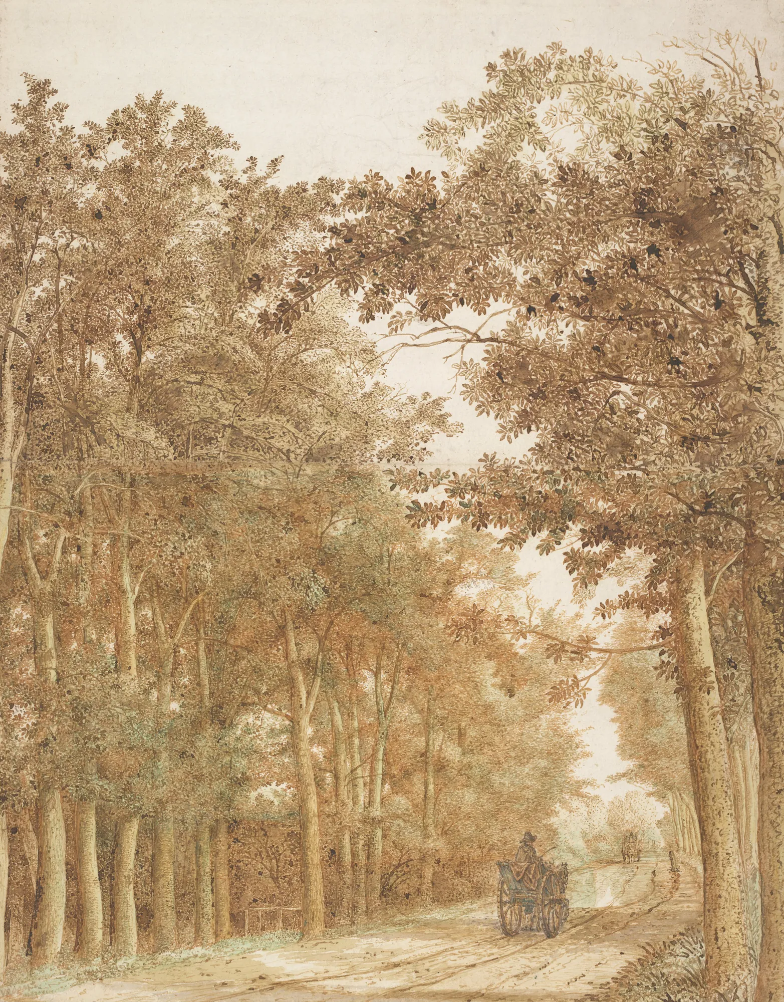 Forest Road with Two Horse-Drawn Carts