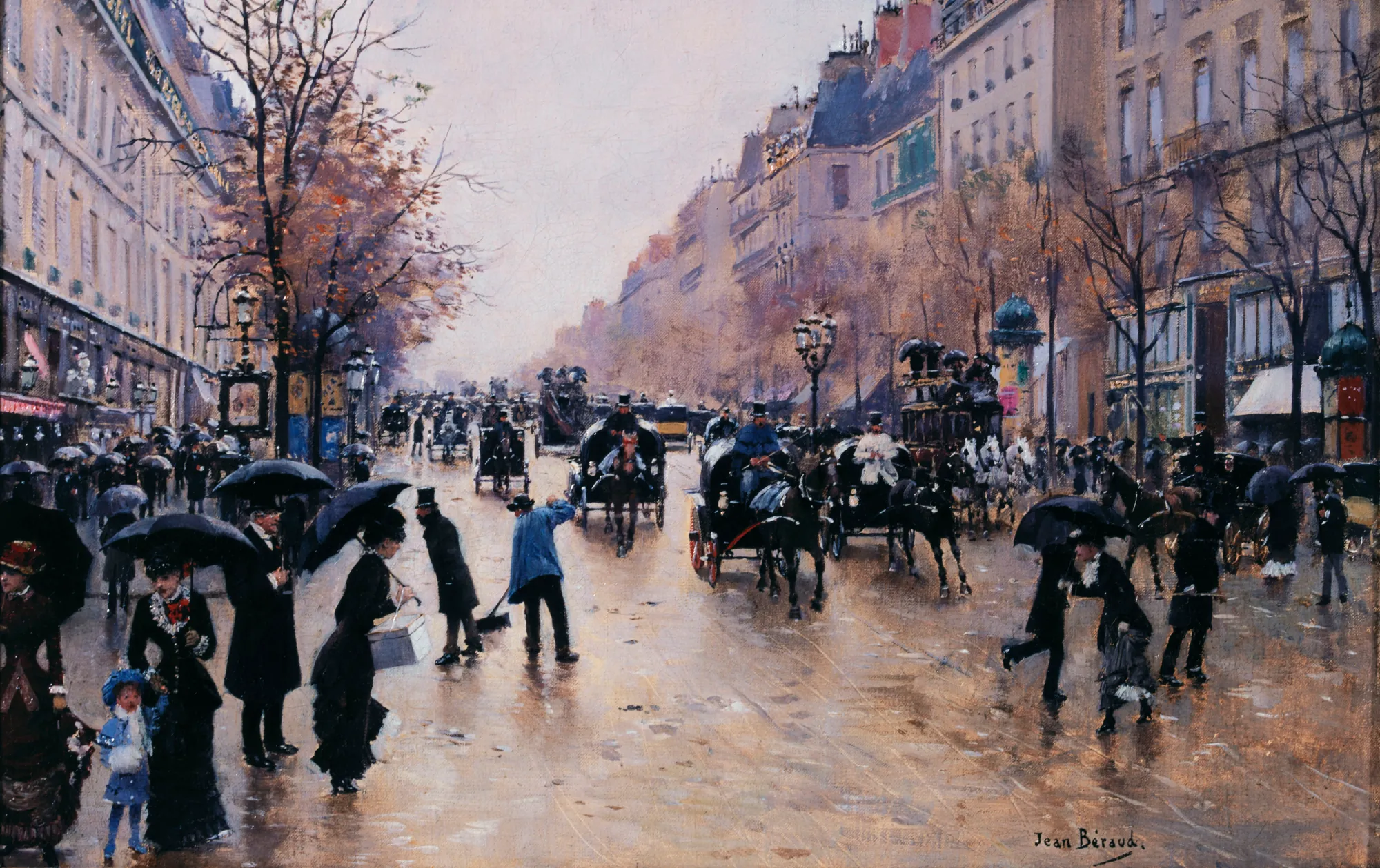 Le Boulevard Poissonière sous la pluie