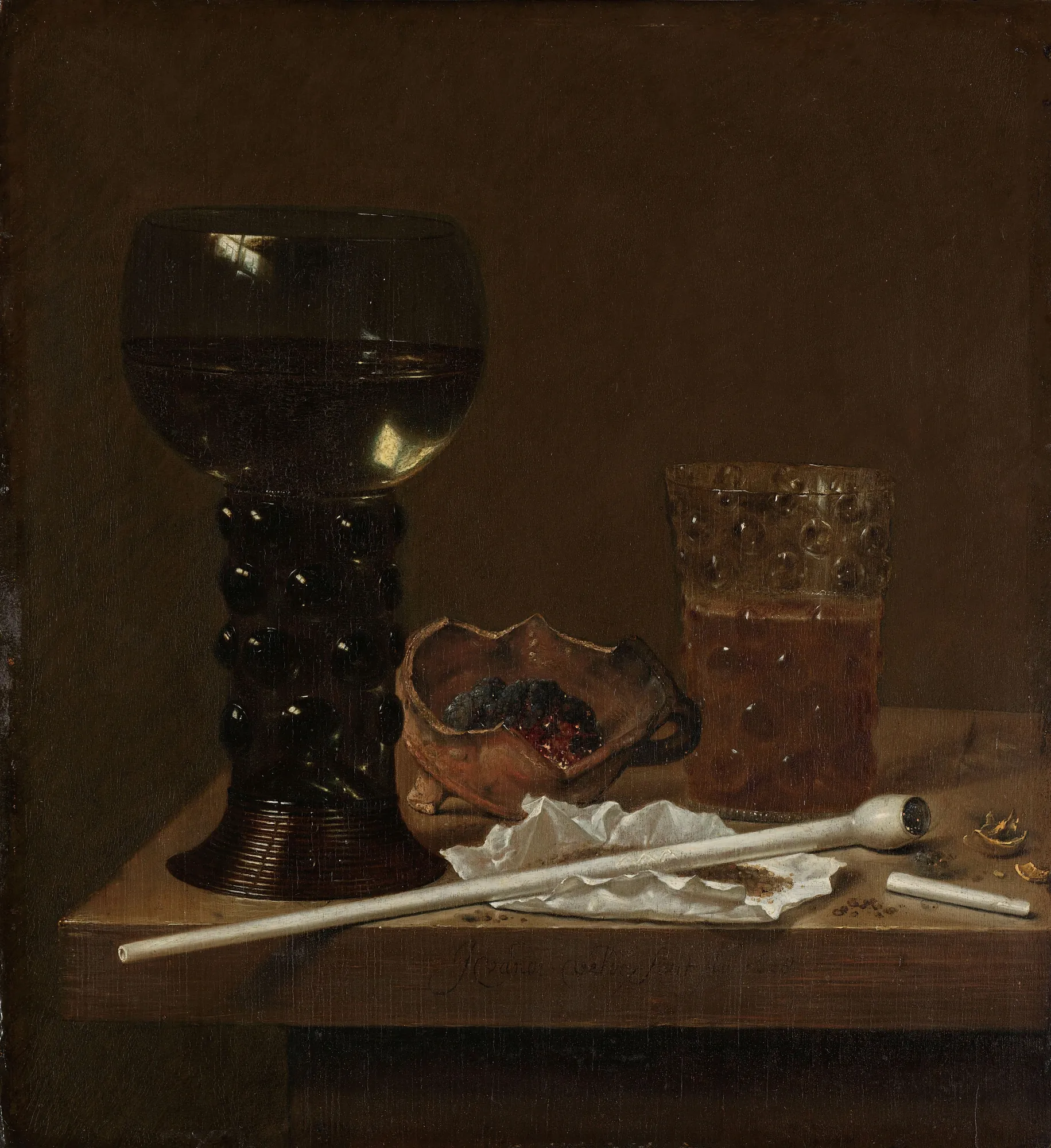 Still Life with Wineglass, Beer Glass and Pipe
