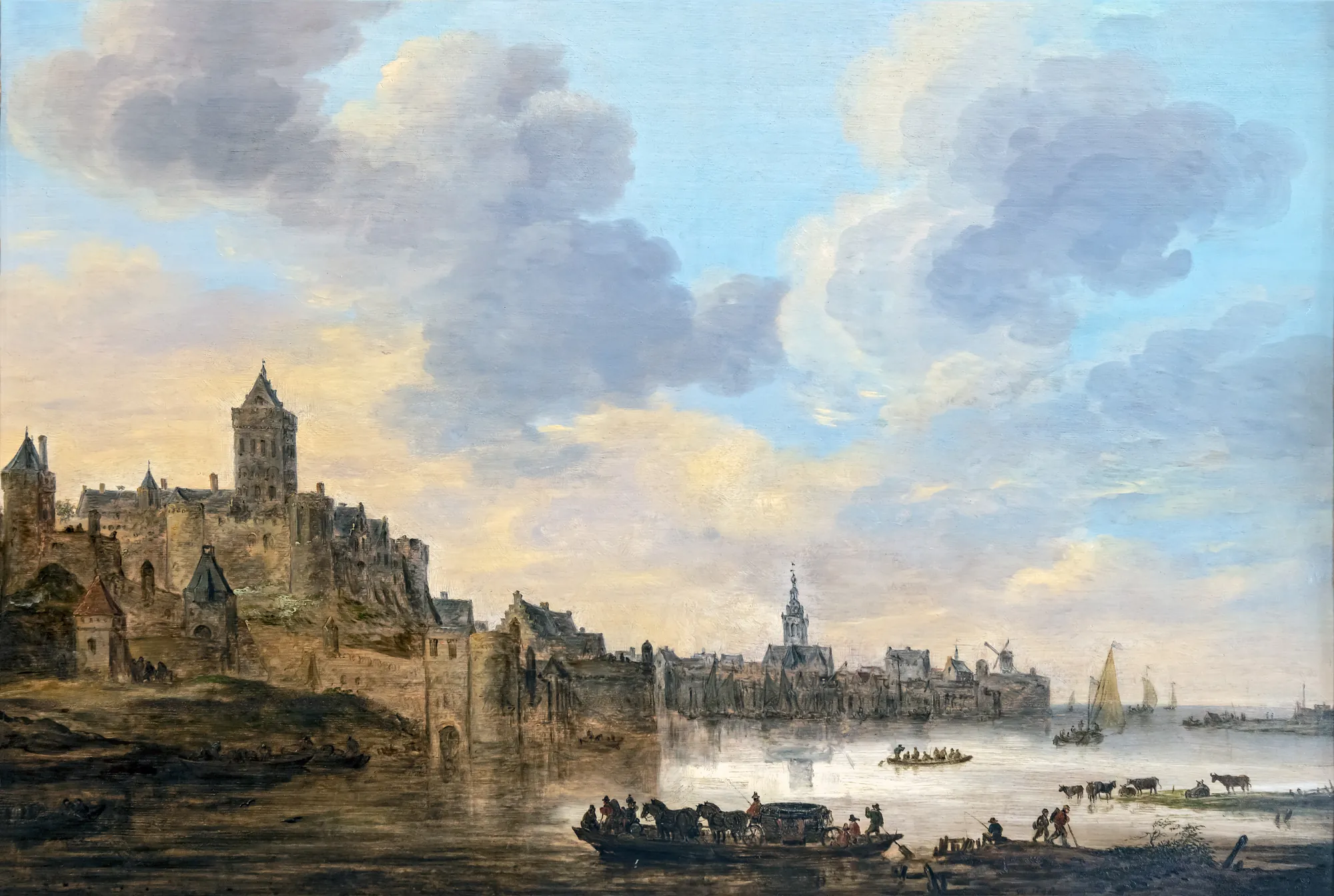 View of Nijmegen with a Ferry