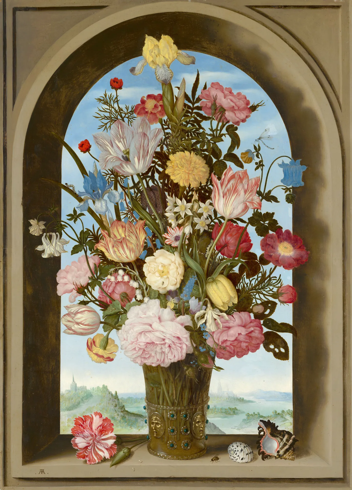 Flowers in a Window Niche