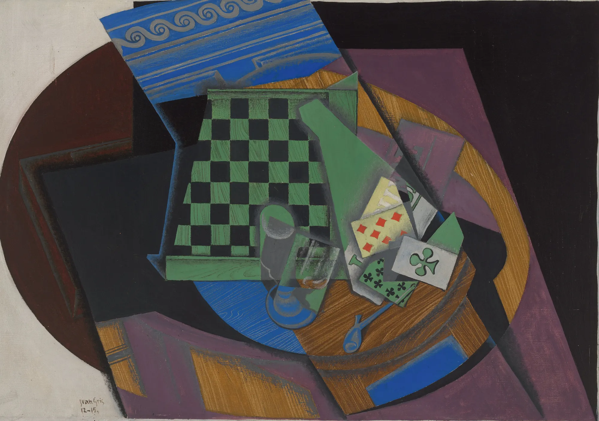 Checkerboard and Playing Cards