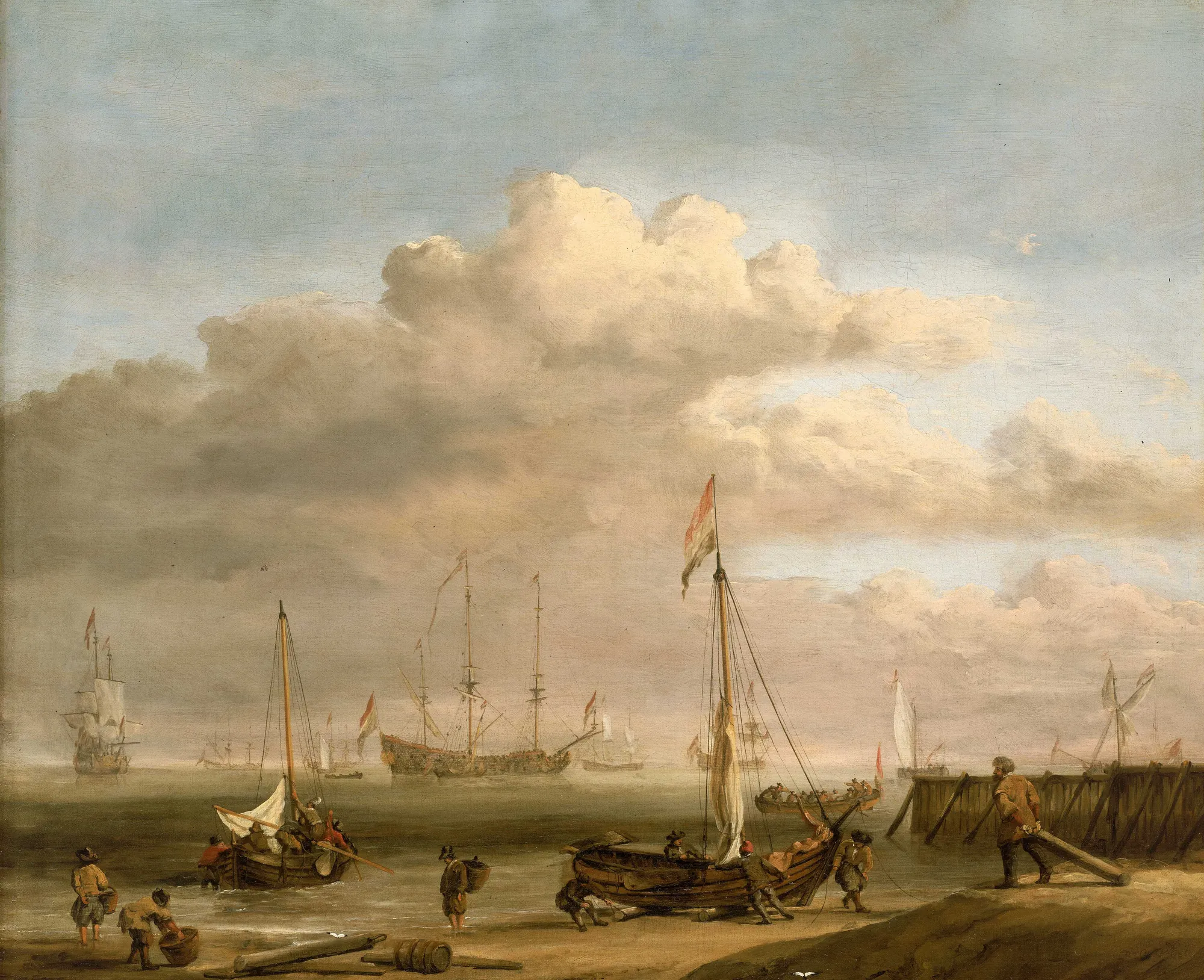 The Dutch Coast with Vessels Launching