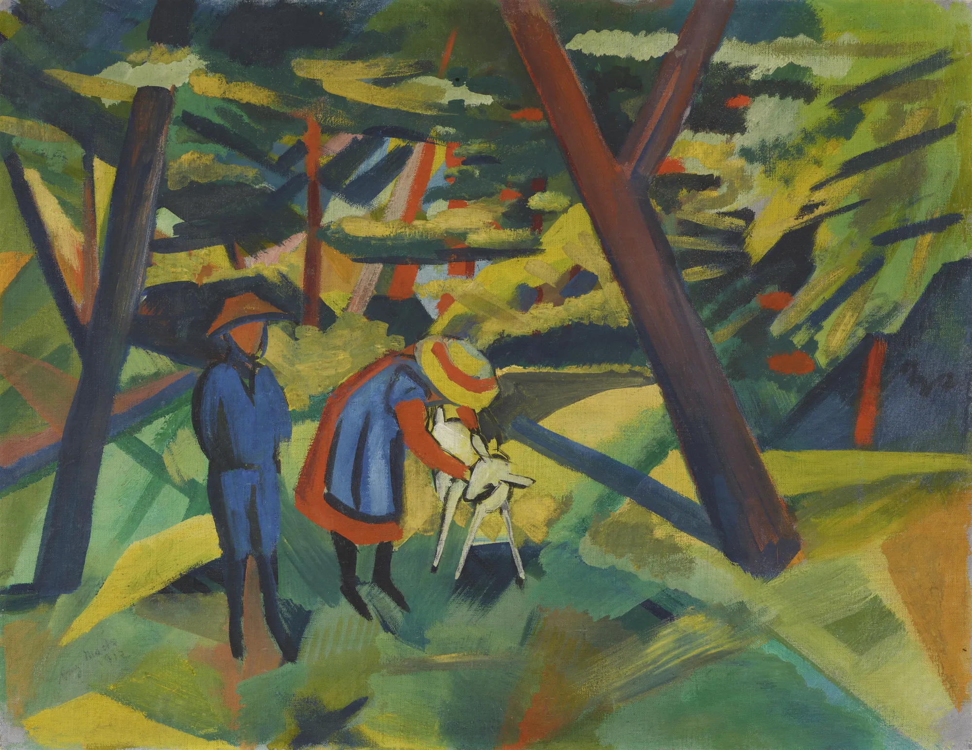 Children with Goat in the Forest