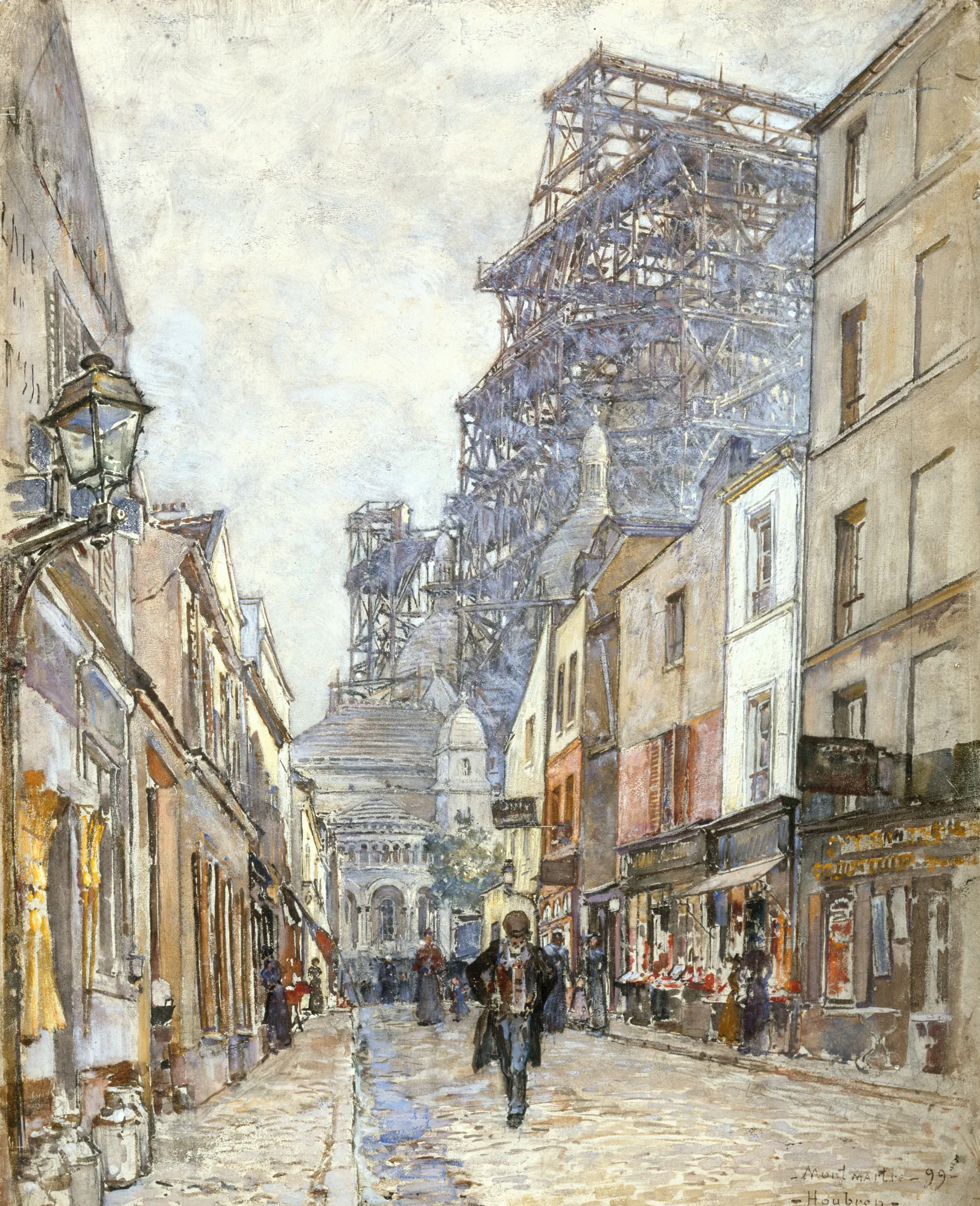 La Rue du Chevalier-de-la-Barre, avec le Sacré-Cœur en Construction