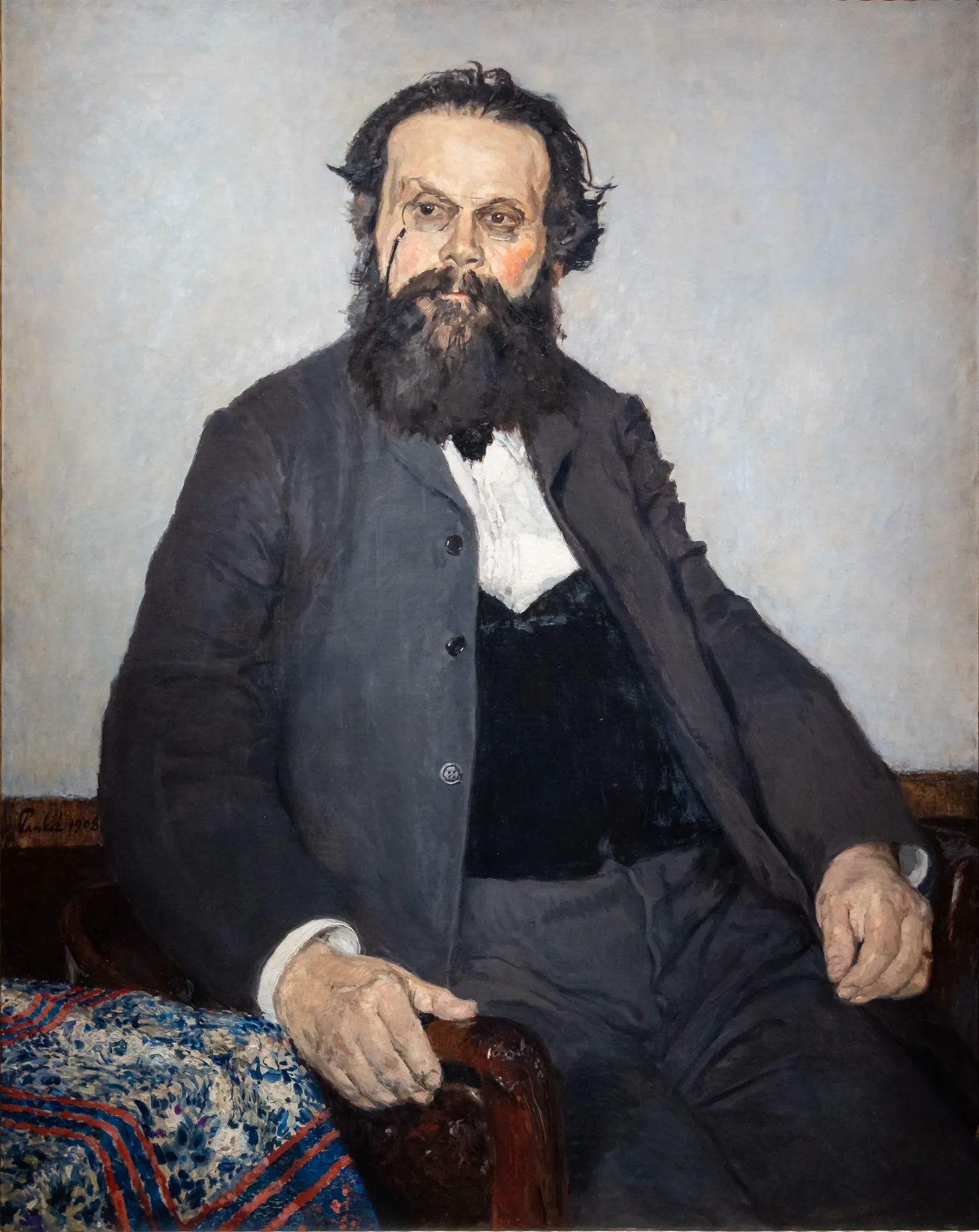 Portrait of Professor Max Diez Portrait of Professor Max Diez by Bernhard Pankok. A seated, three-quarter portrait of a man with a dark beard and spectacles, wearing a formal suit.