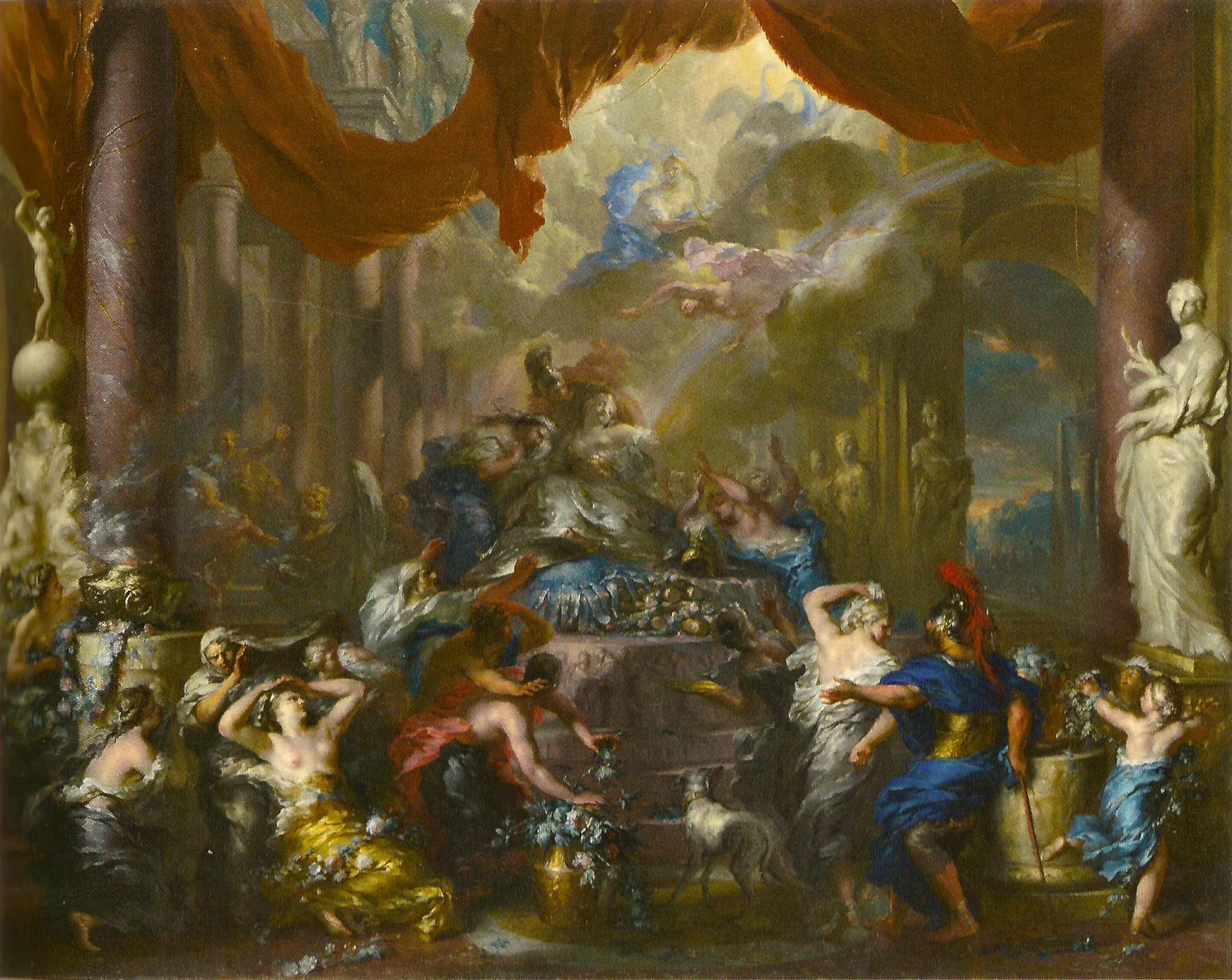 The Death of Dido The Death of Dido by Ottmar Elliger the Younger. A complex Rococo narrative scene showing the death of Dido on a funeral pyre, surrounded by grieving figures and classical architecture under a dramatic, cloud-filled sky.