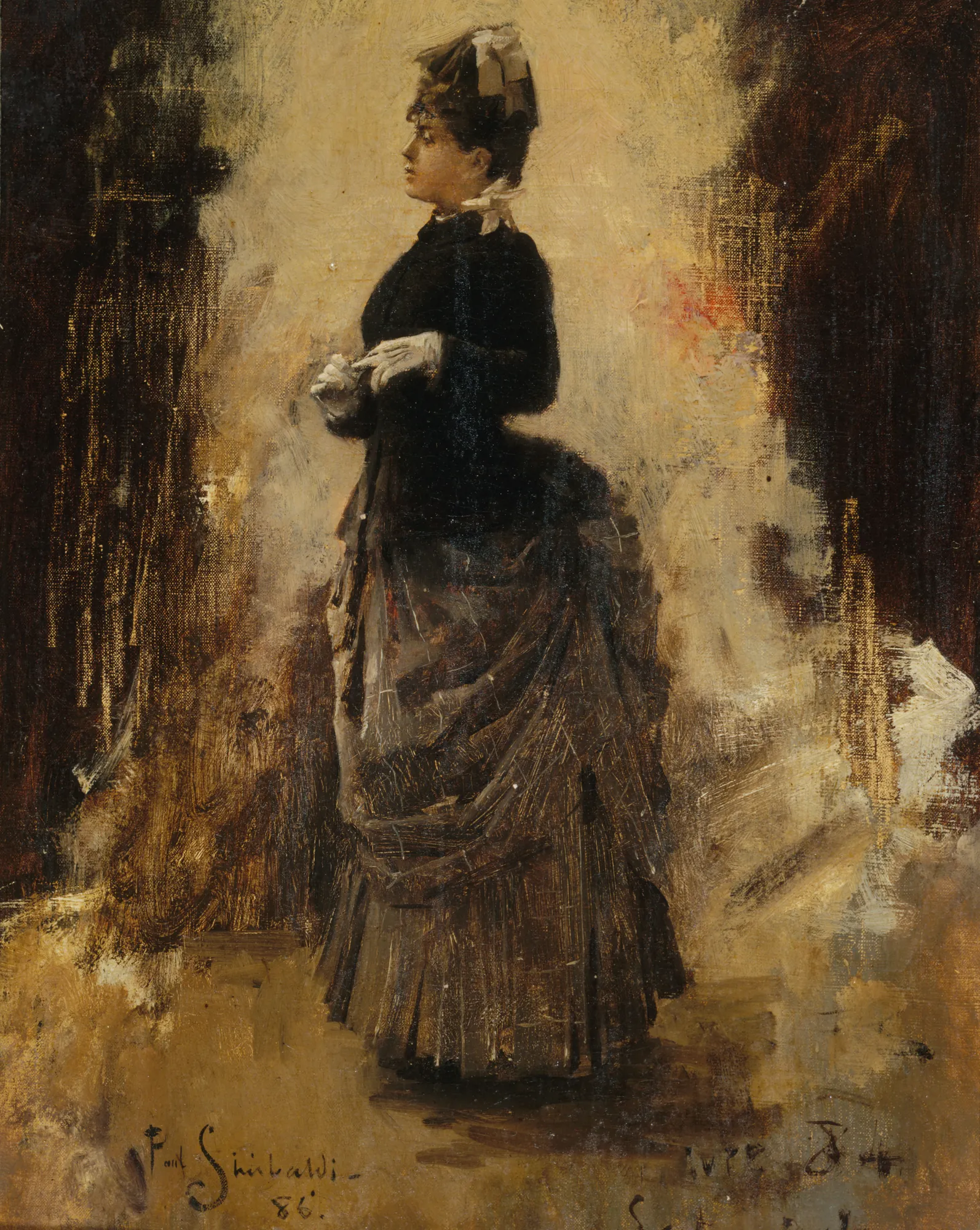 Femme retirant un gant (Woman removing a glove)