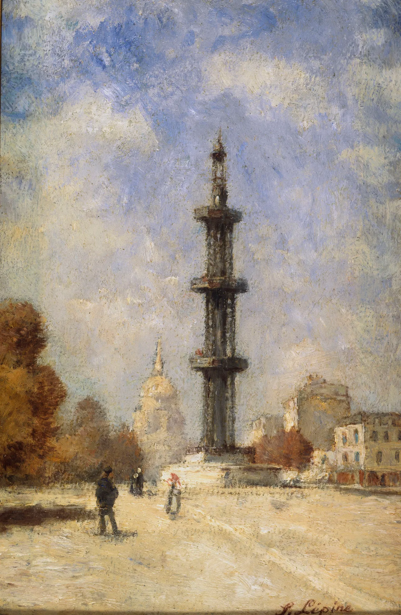 Le puits artésien de Grenelle Le puits artésien de Grenelle by Stanislas Lépine. An impressionist painting of a tall, multi-tiered metal tower standing in a sunlit Parisian square with figures in the foreground.