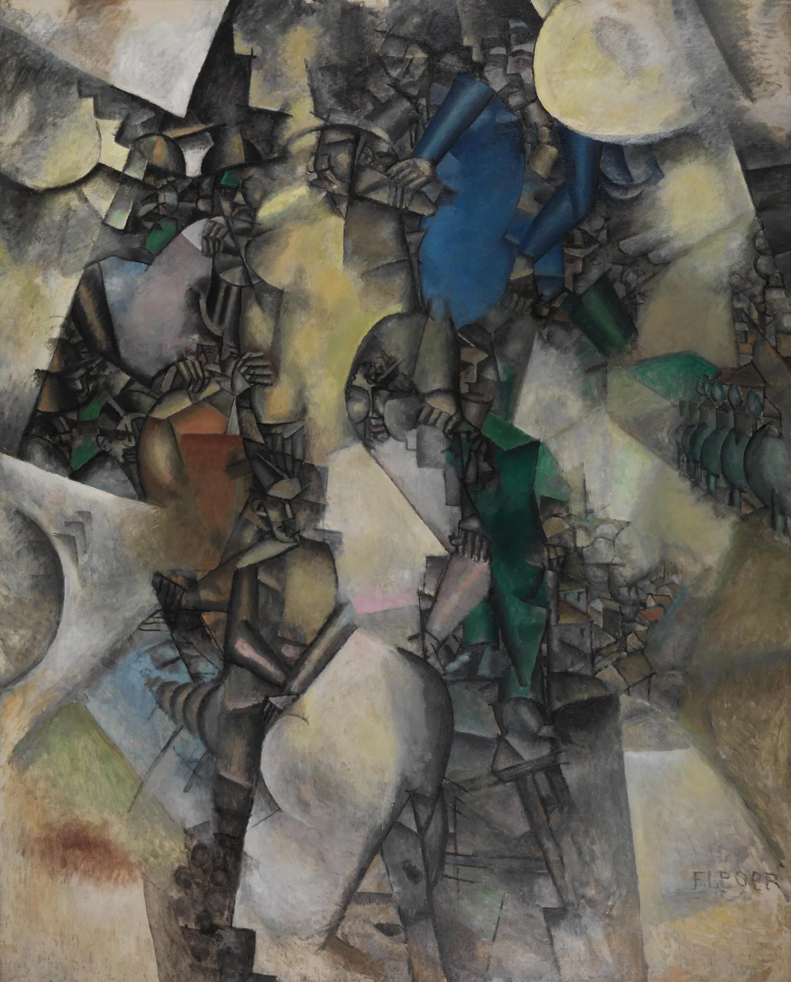 The Wedding (La Noce) The Wedding (La Noce) by Fernand Léger. A complex Cubist arrangement of fragmented figures and geometric shapes in shades of grey, blue, and green.