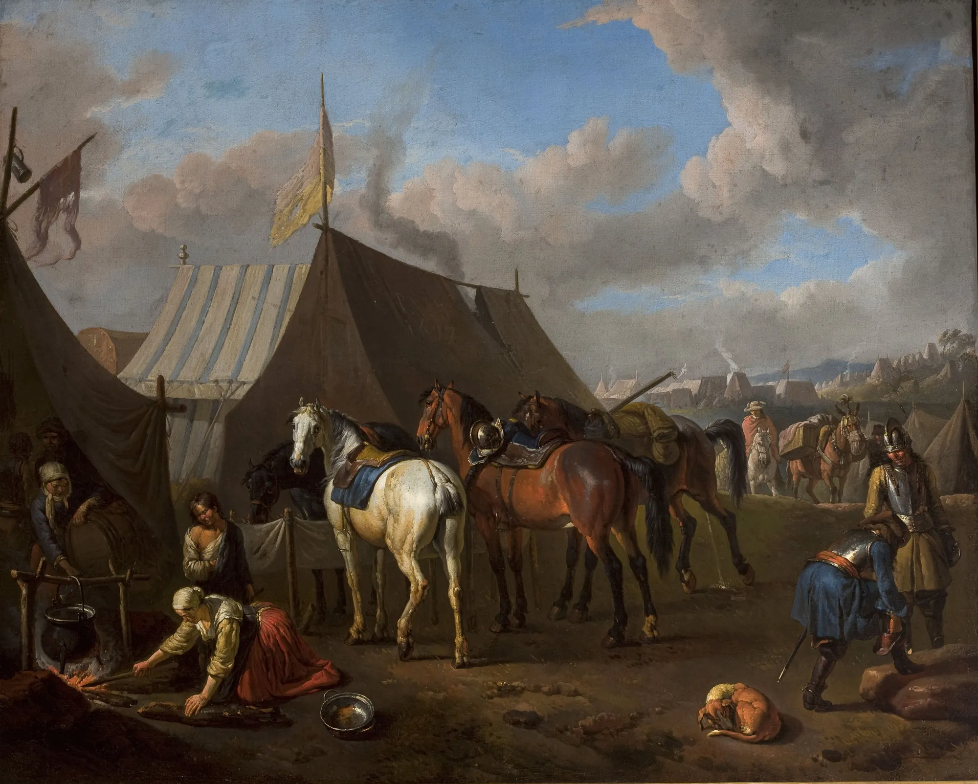 Camp Scene with Figures and Horses