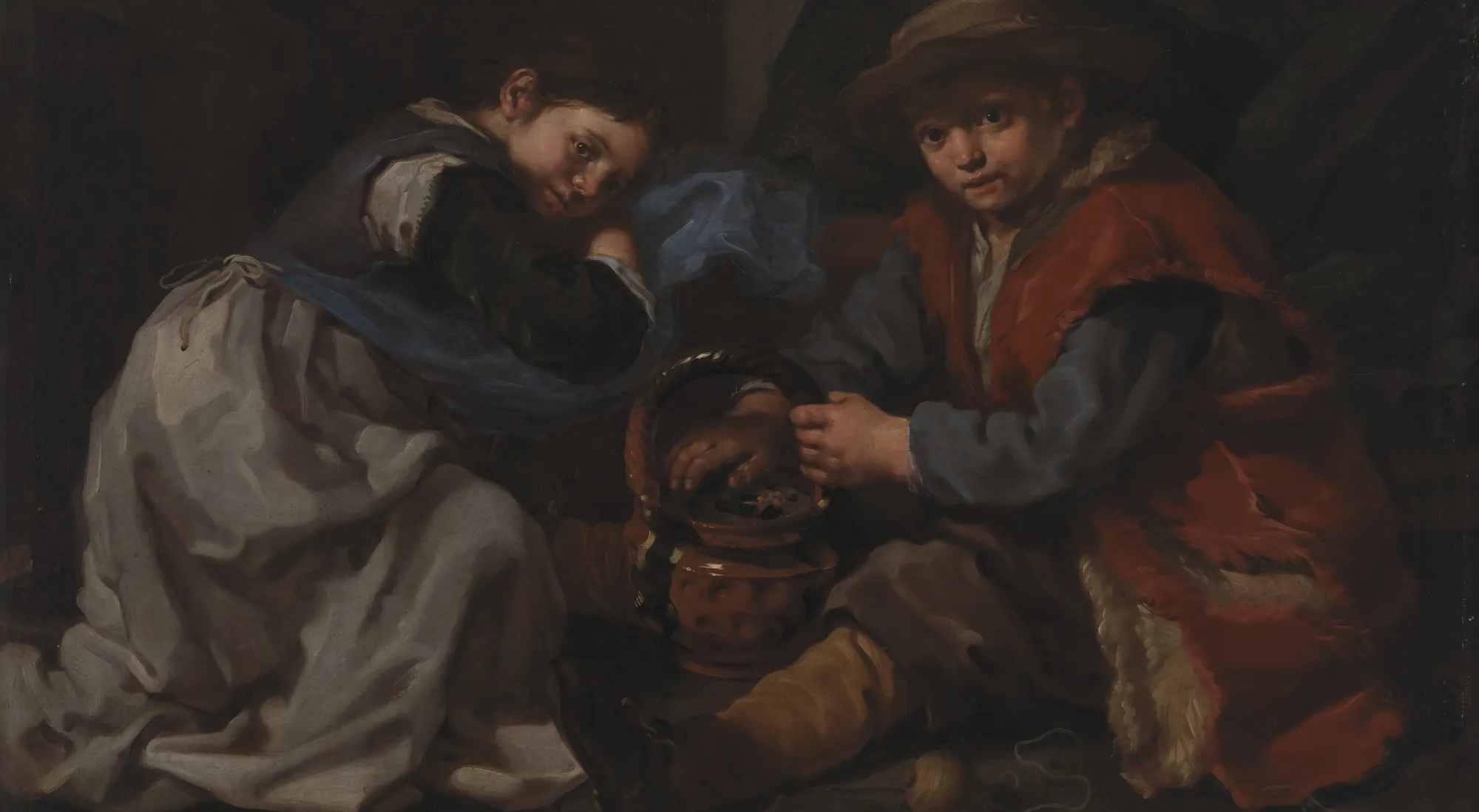 Children Warming Themselves by a Brazier