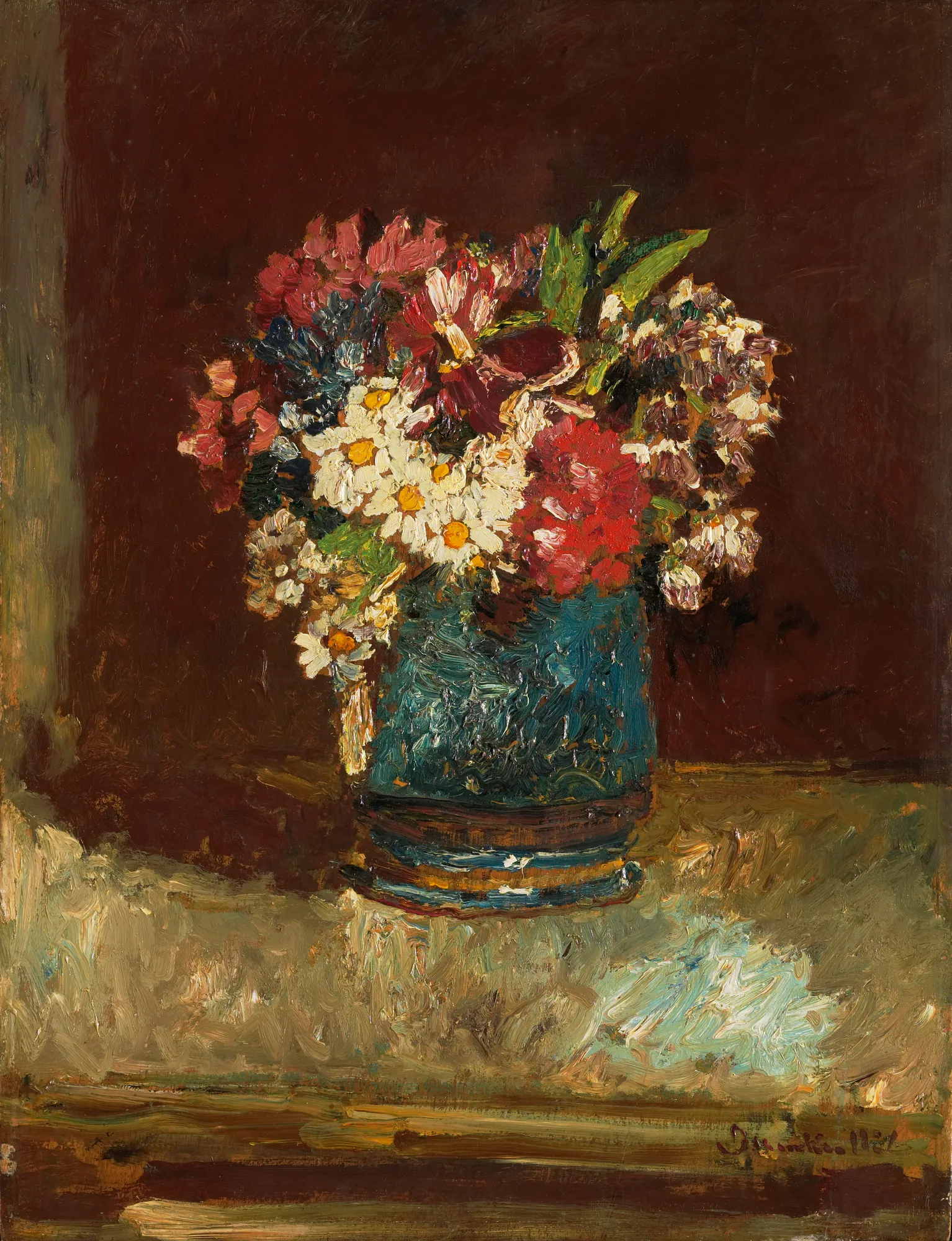 Flowers in a Blue Vase