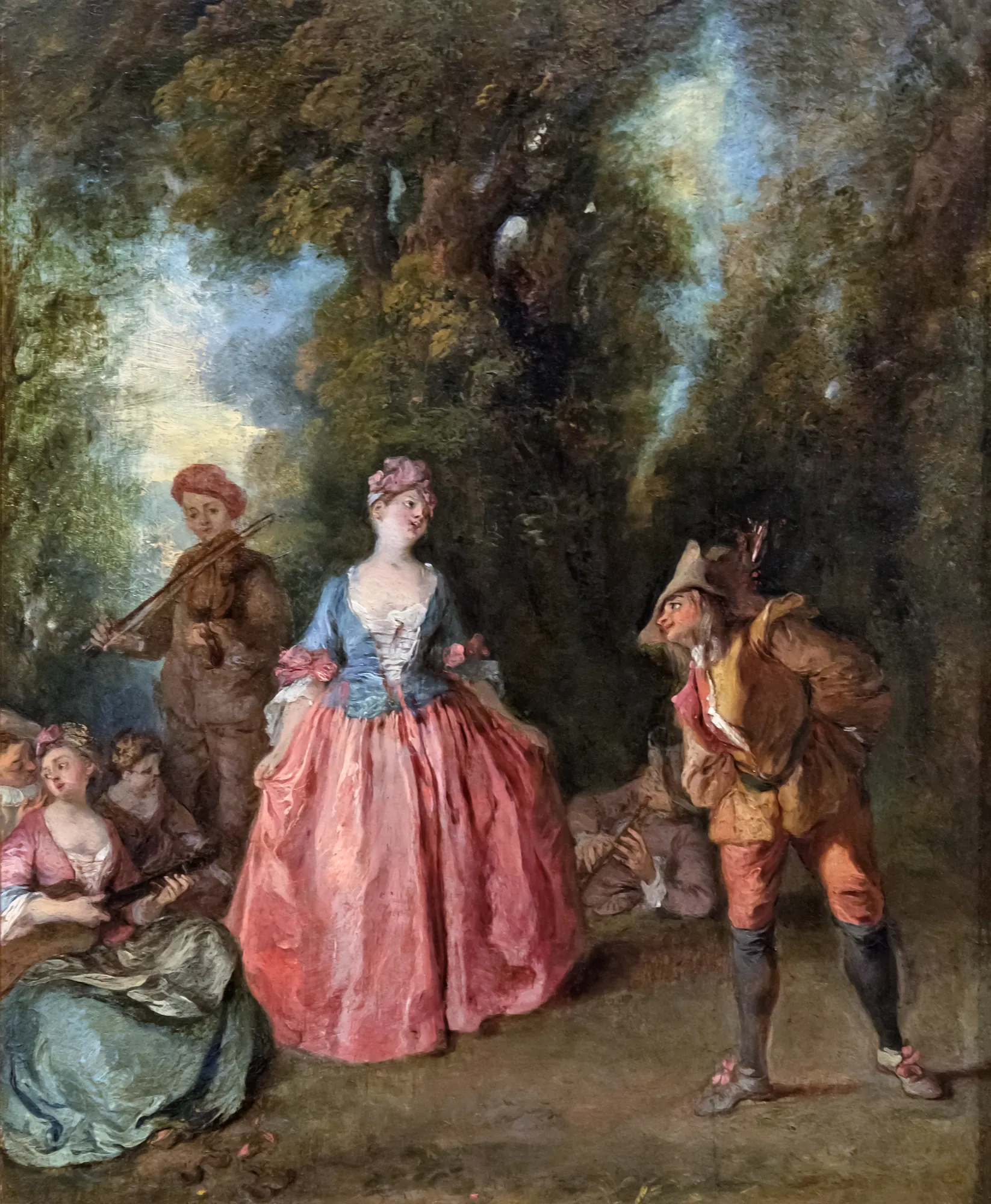 Fête Galante: A Lady Dancing with Pulcinella