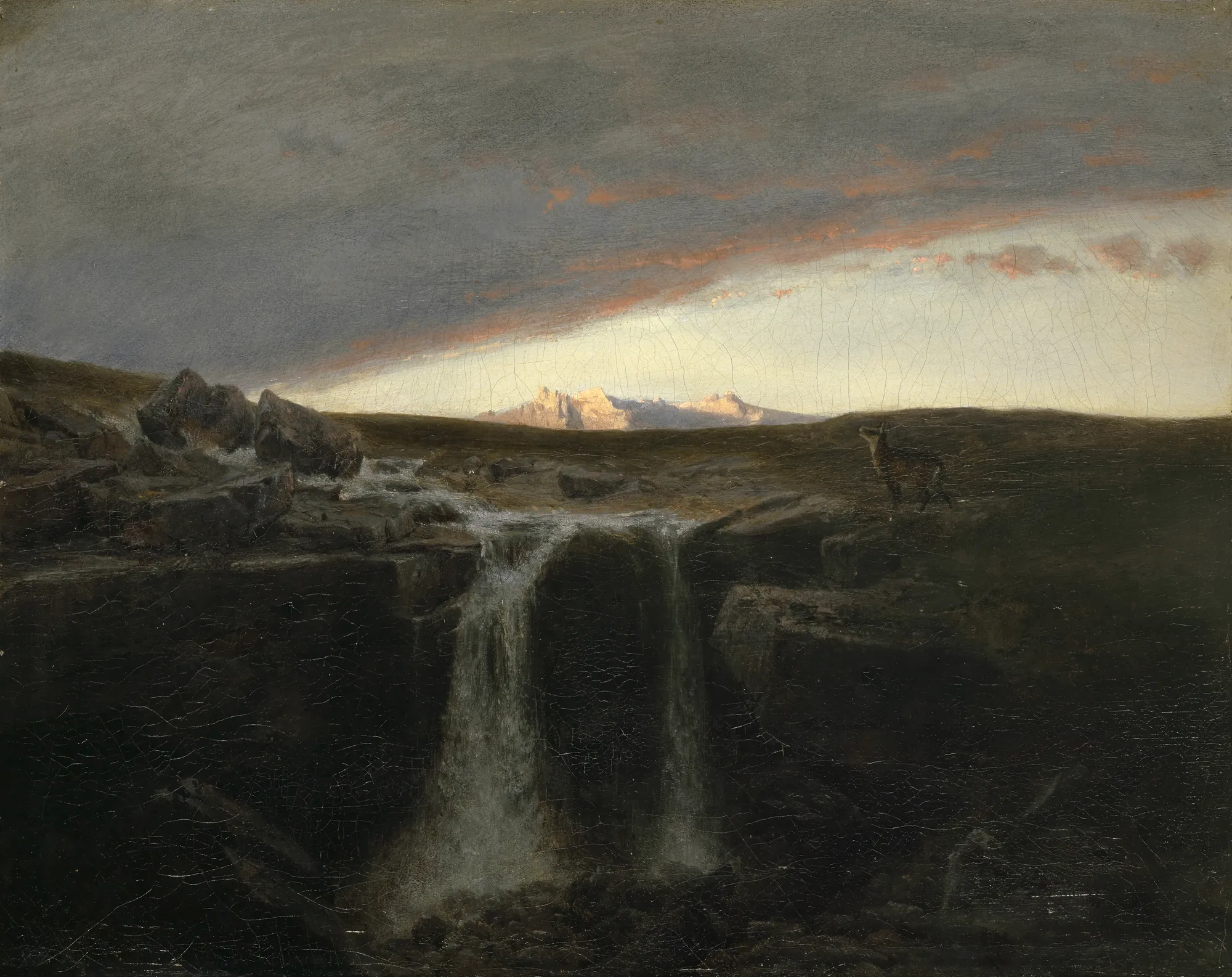 Mountain Landscape with Waterfall