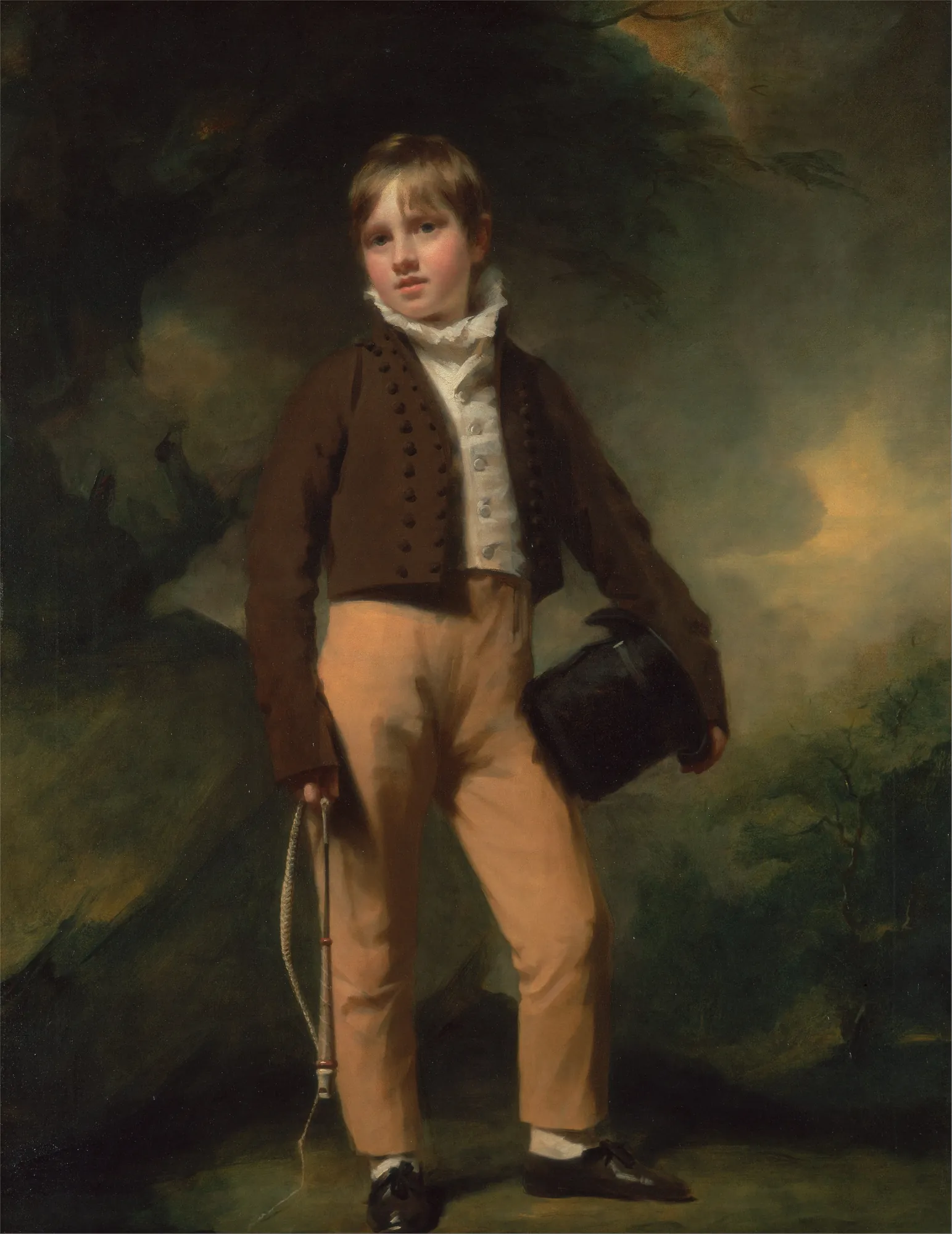 Quintin McAdam Quintin McAdam by Henry Raeburn. A full-length portrait of a young boy in 19th-century attire holding a top hat and a whip against a dark landscape.