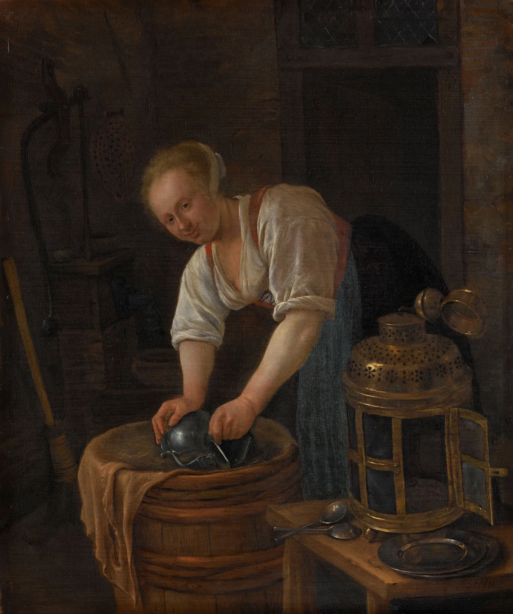 Woman Scouring Metalware