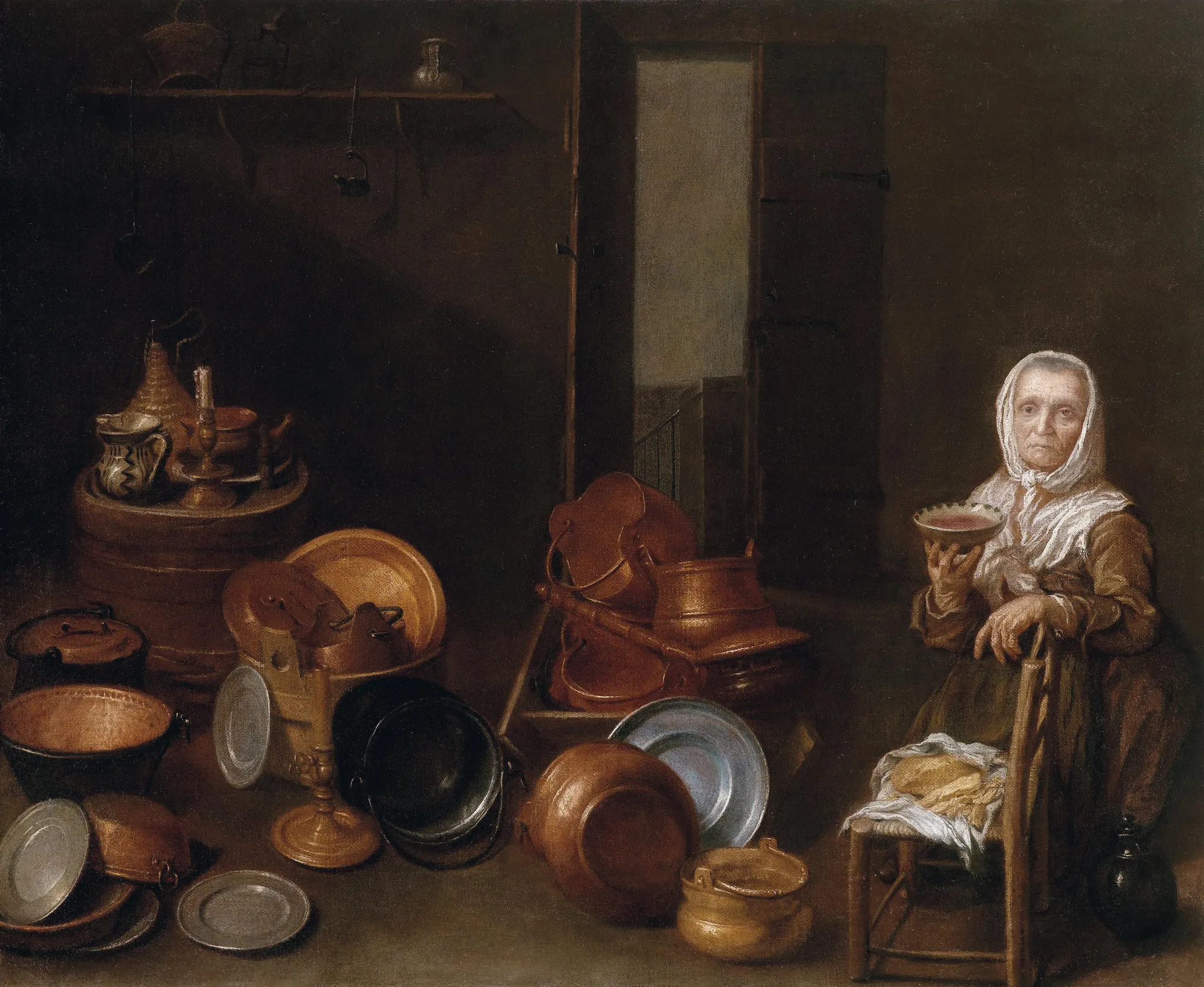 Kitchen Interior with an Old Woman